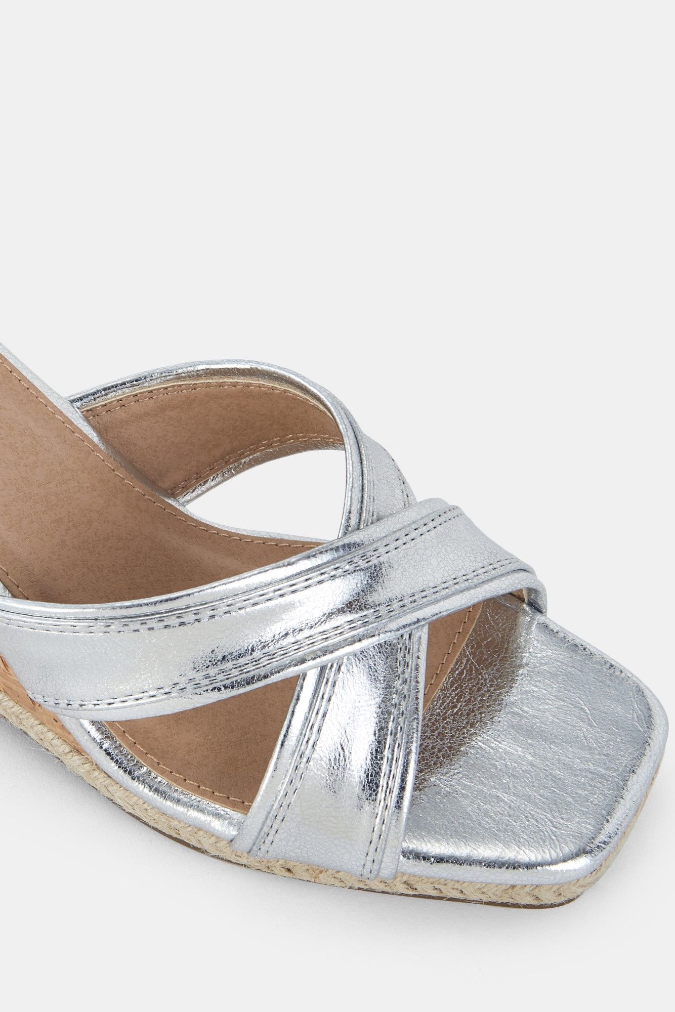 Debs BRIXTON Silver Cork Wedge Mule