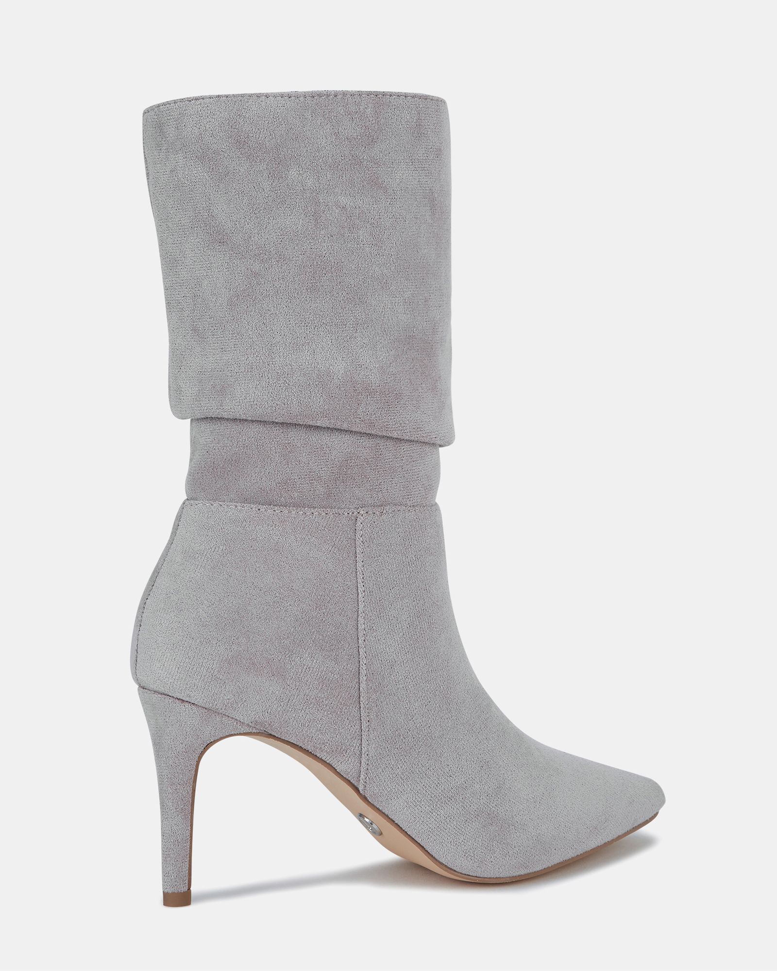 Dekota Grey Mid Heel Point Ruched Ankle Boot