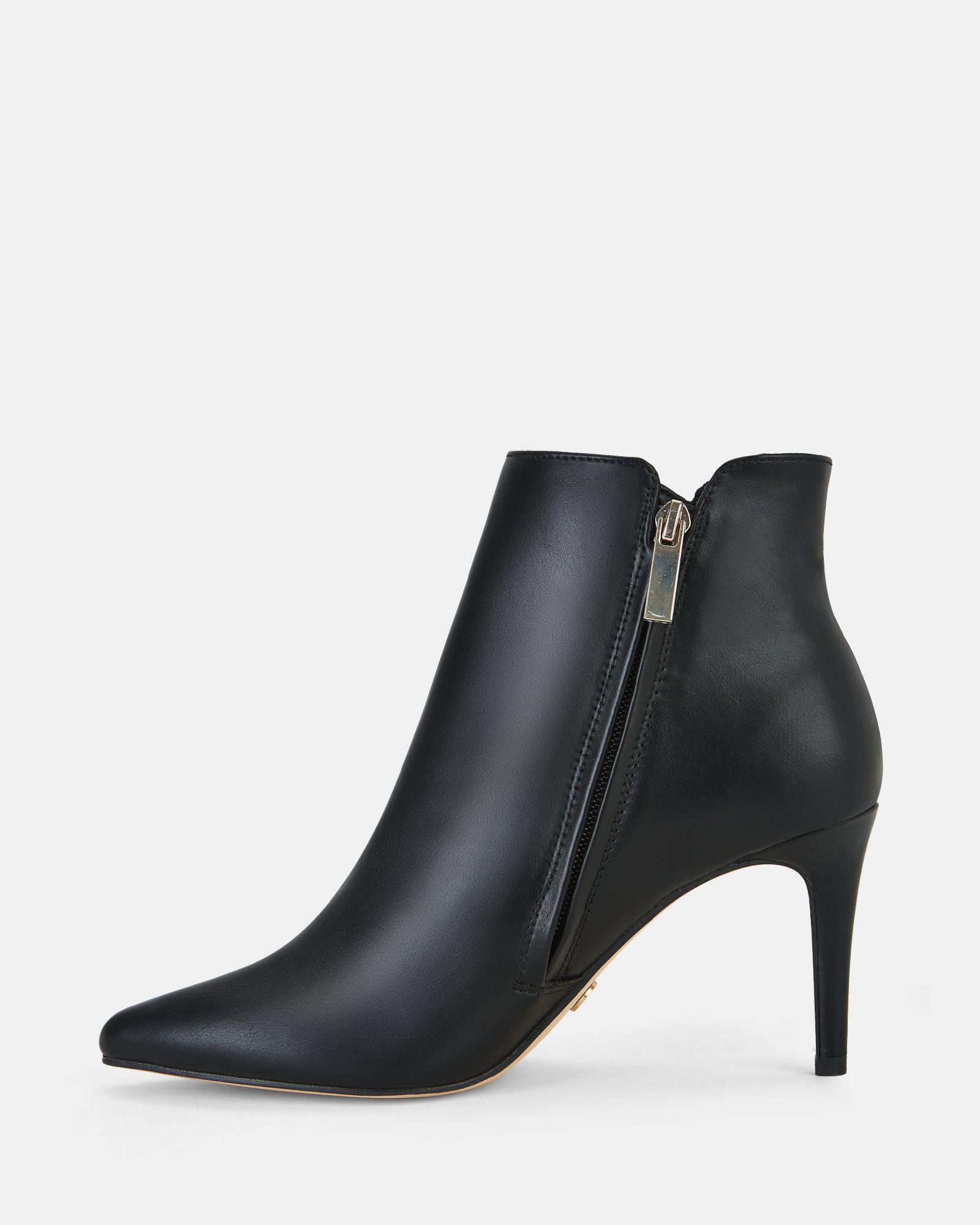 Delmont Black Point Mid Heel Stiletto Ankle Boot