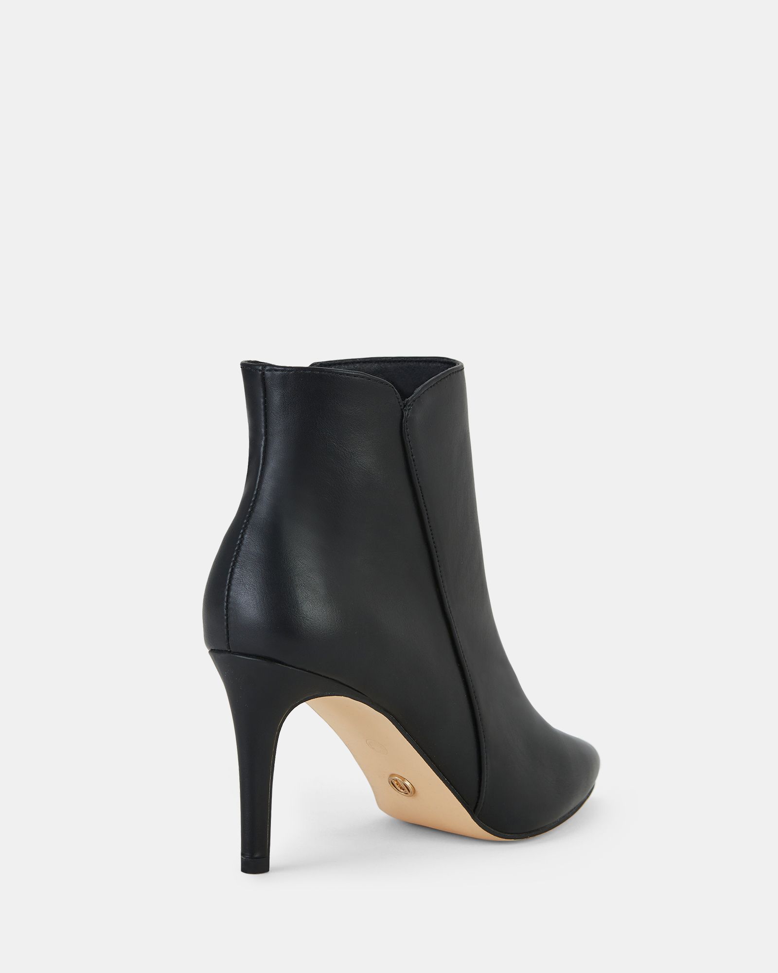 Wide Fit Delmont Black Point Mid Heel Stiletto Ankle Boot