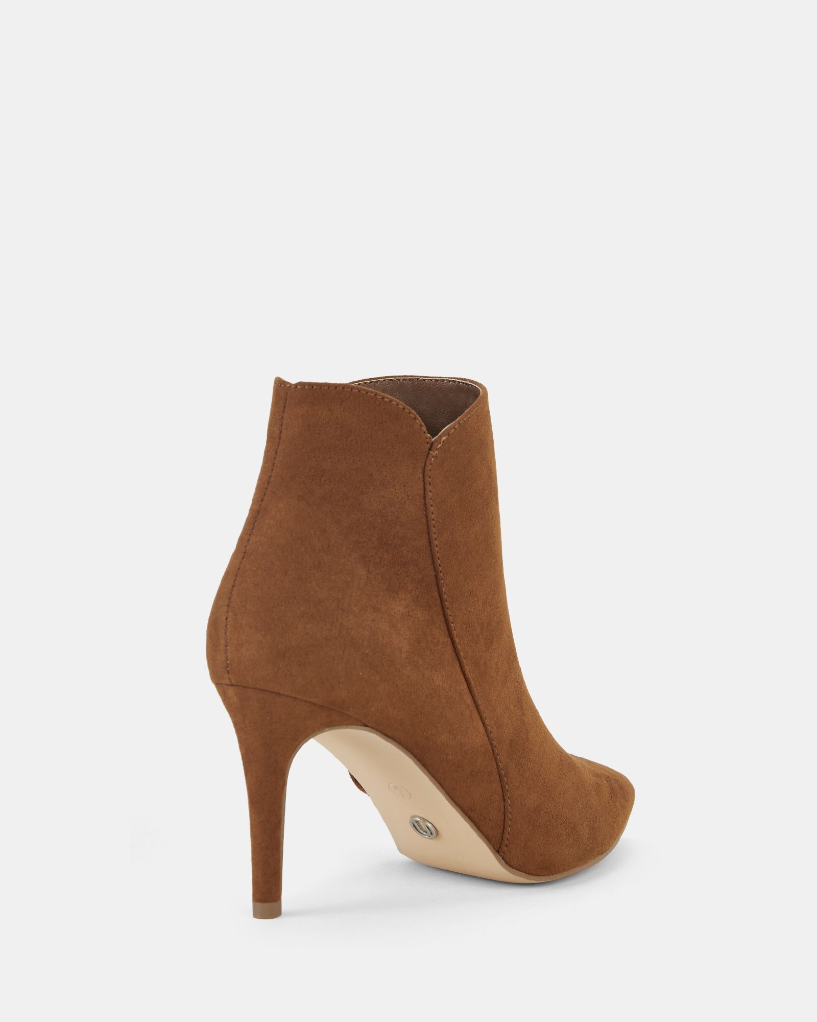 Delmont Tan Point Mid Heel Stiletto Ankle Boot