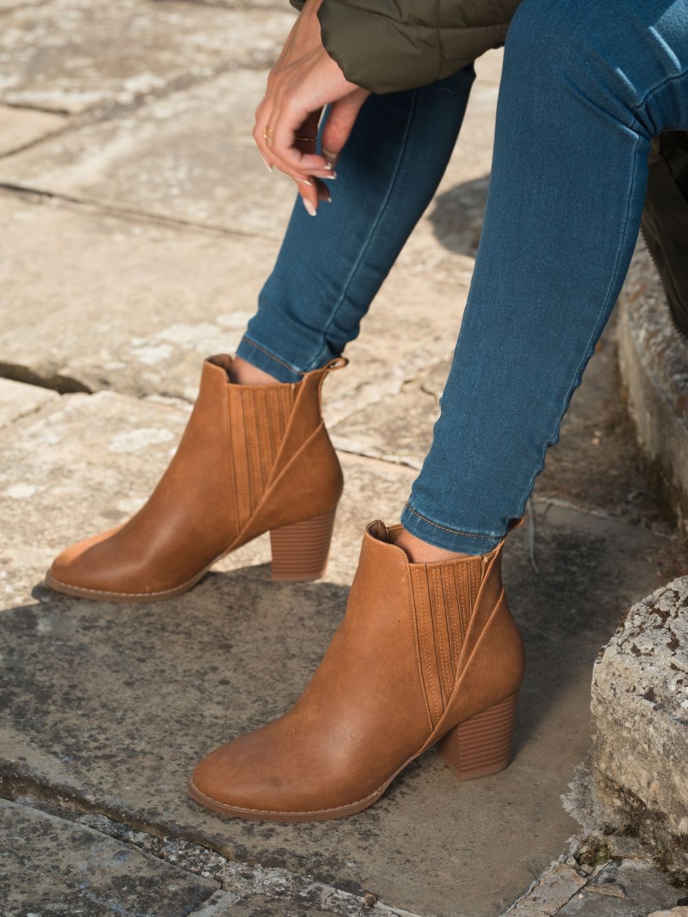 Devan Tan Block Heel Chelsea Boot