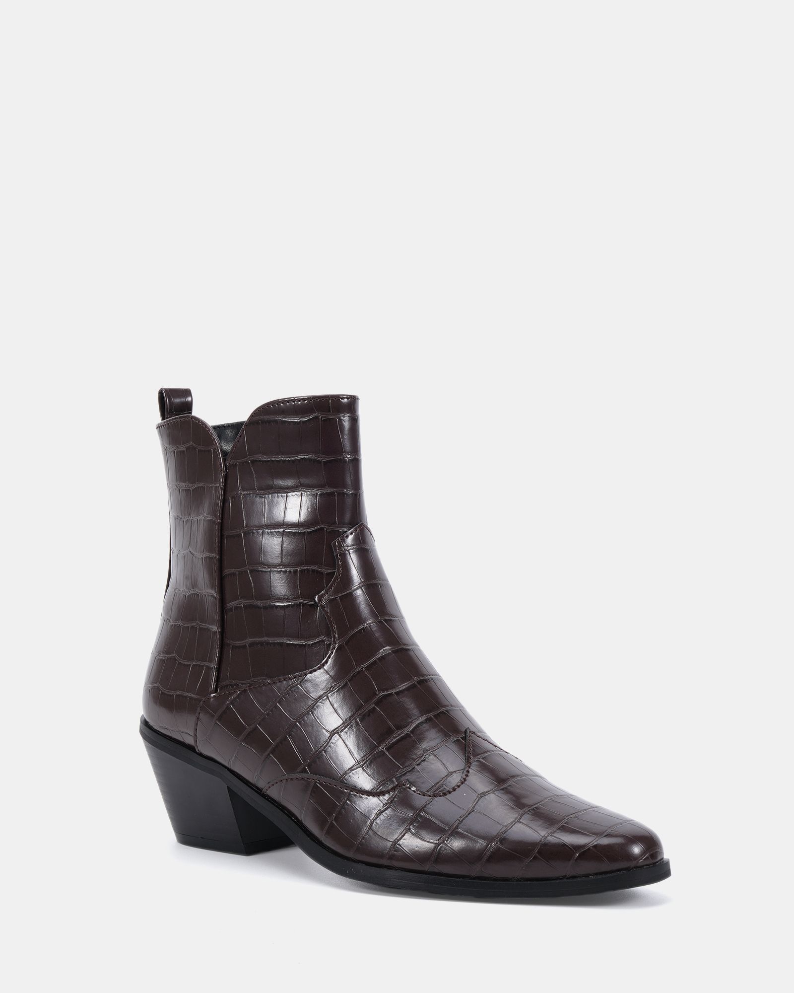 DIABLO Choc Low Heel Western Boot