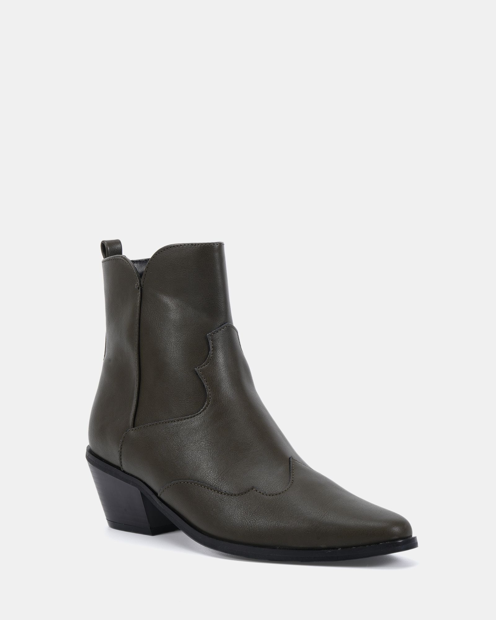 DIABLO Khaki Low Heel Western Boot