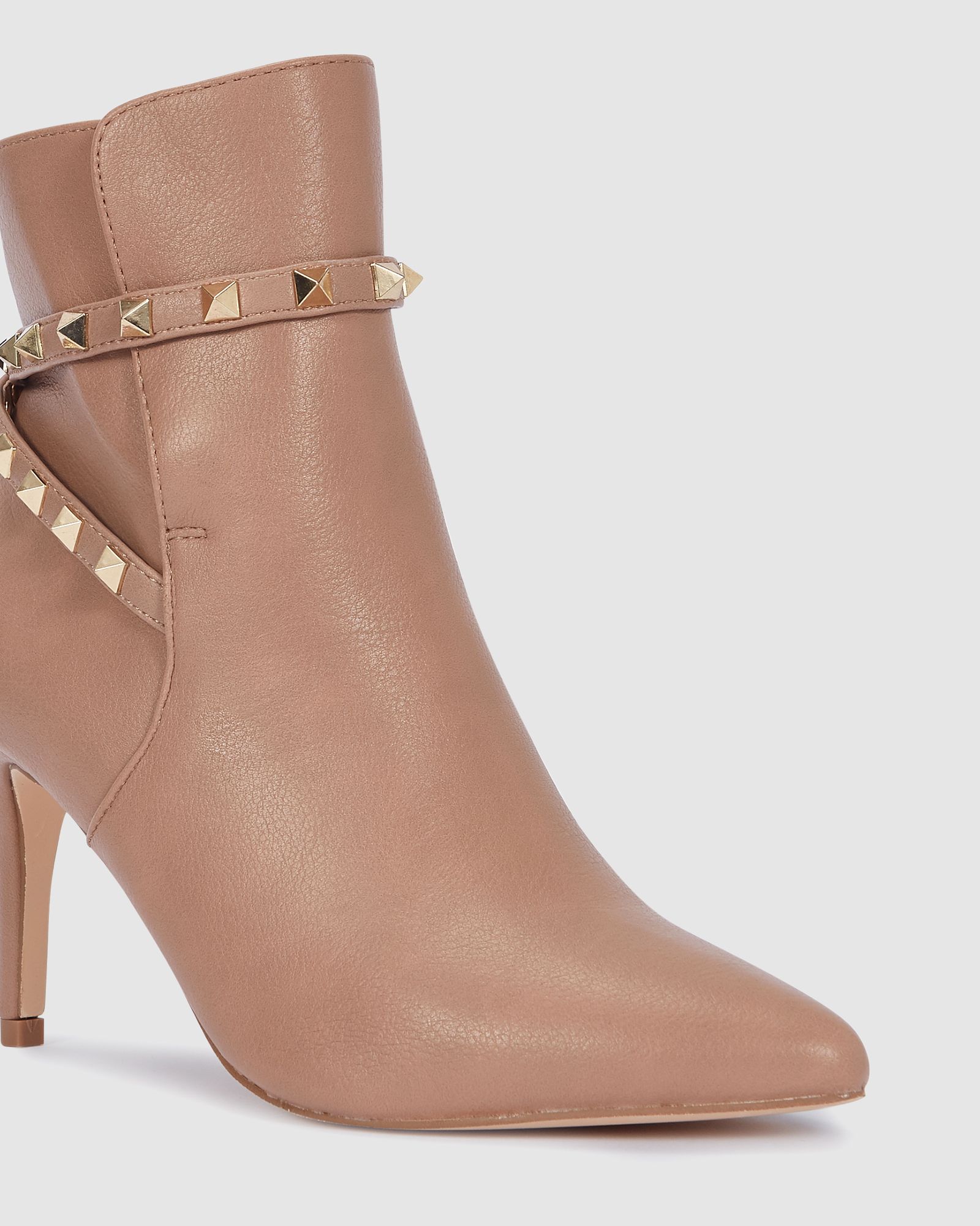 Diego Stud Detail Point Mid Stiletto Heel Ankle Boots