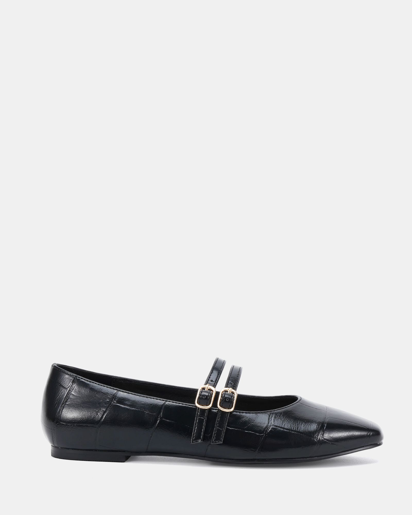 Fancie Black Mary Jane Flat Shoe