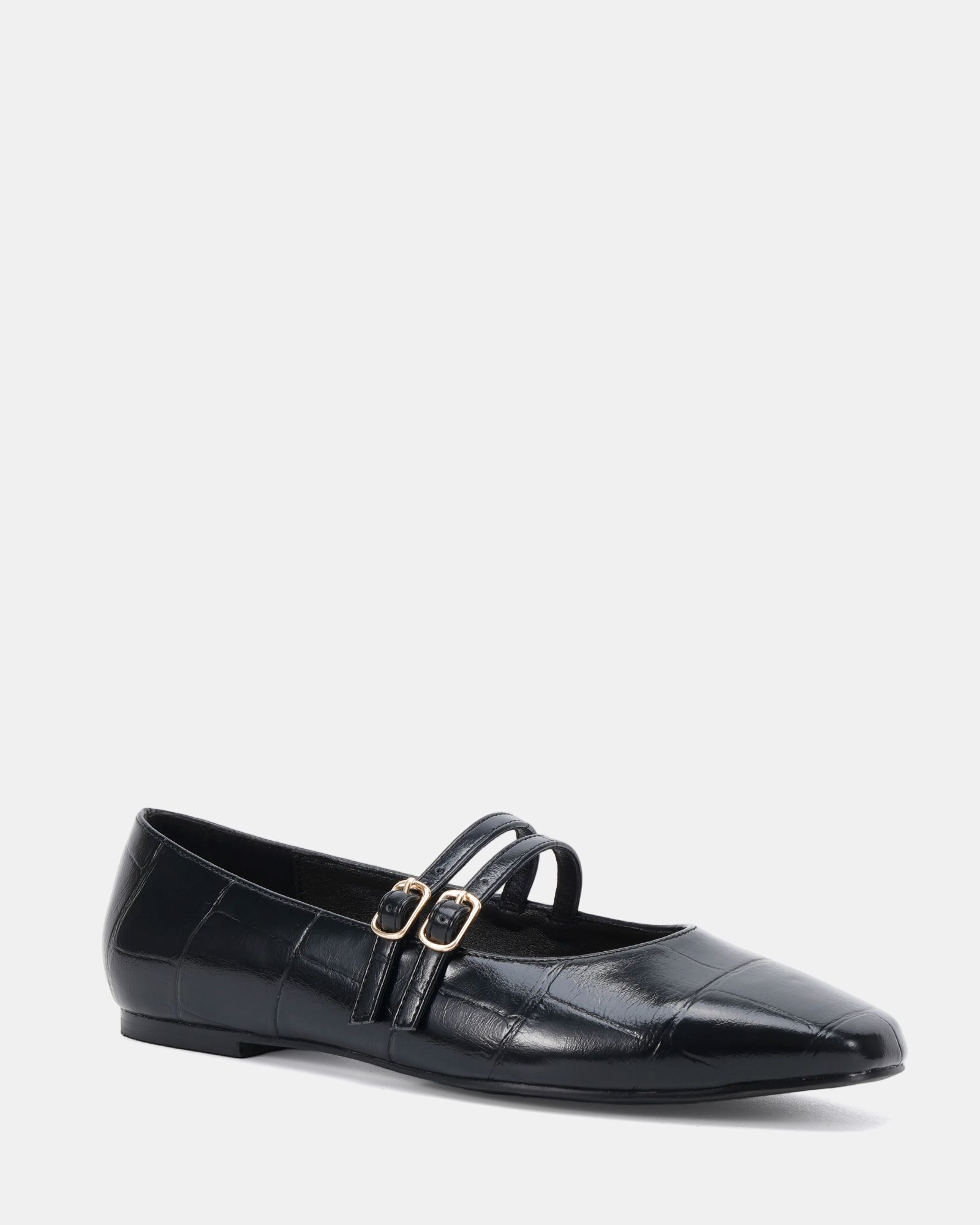 Wide Fit Fancie Black Mary Jane Flat Shoe