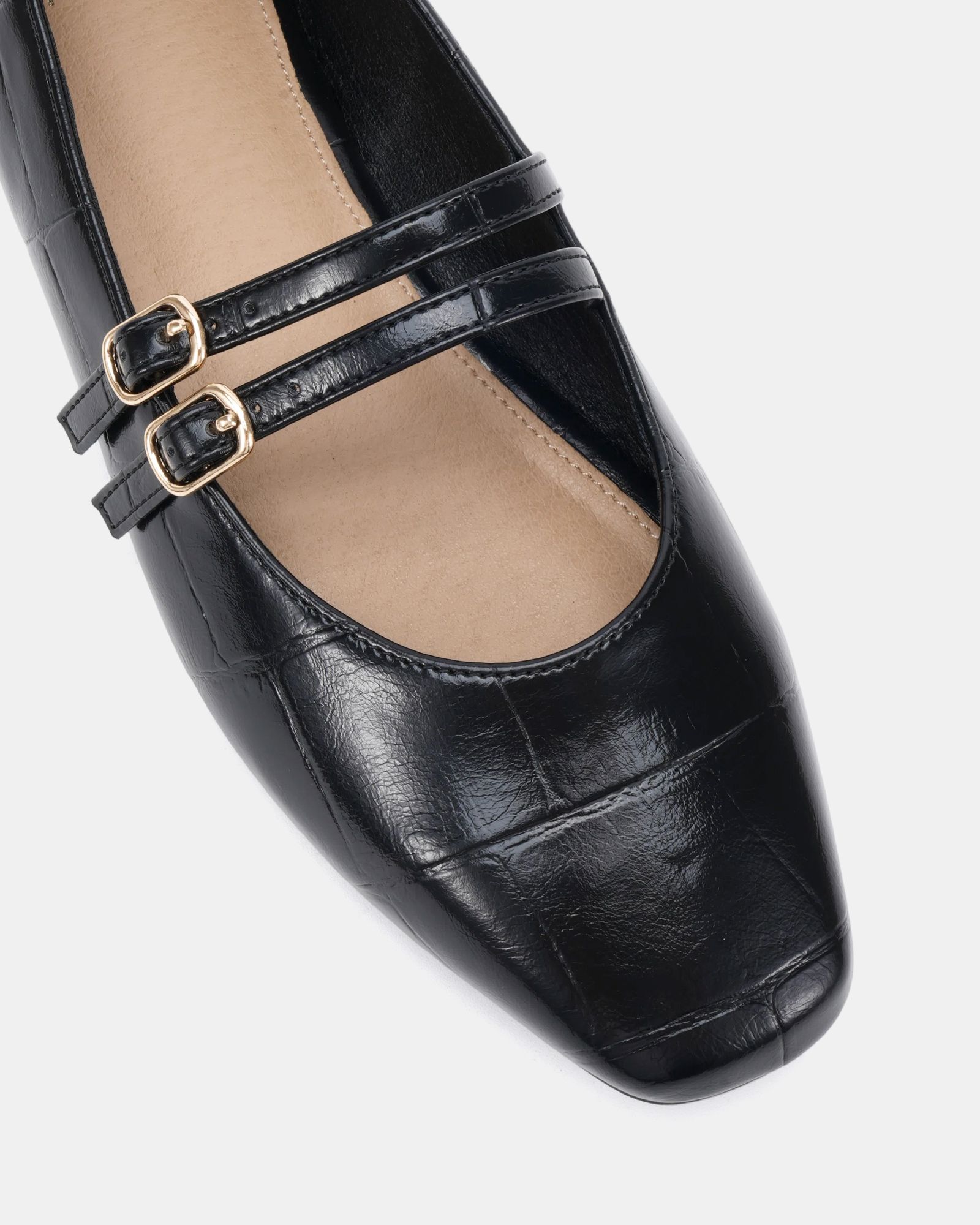 Wide Fit Fancie Black Mary Jane Flat Shoe