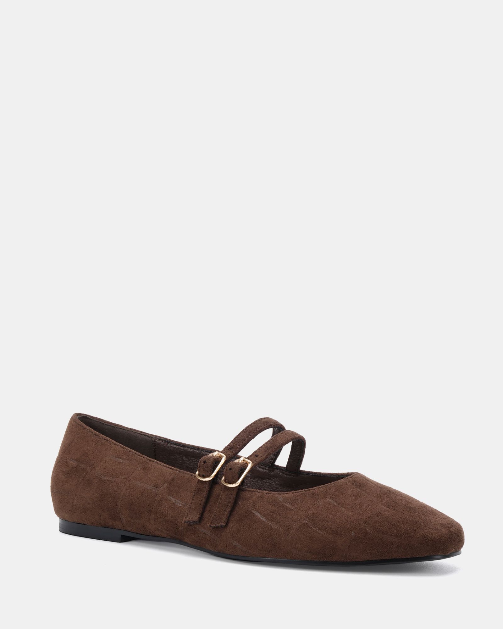 Wide Fit Fancie Brown Mary Jane Flat Shoe
