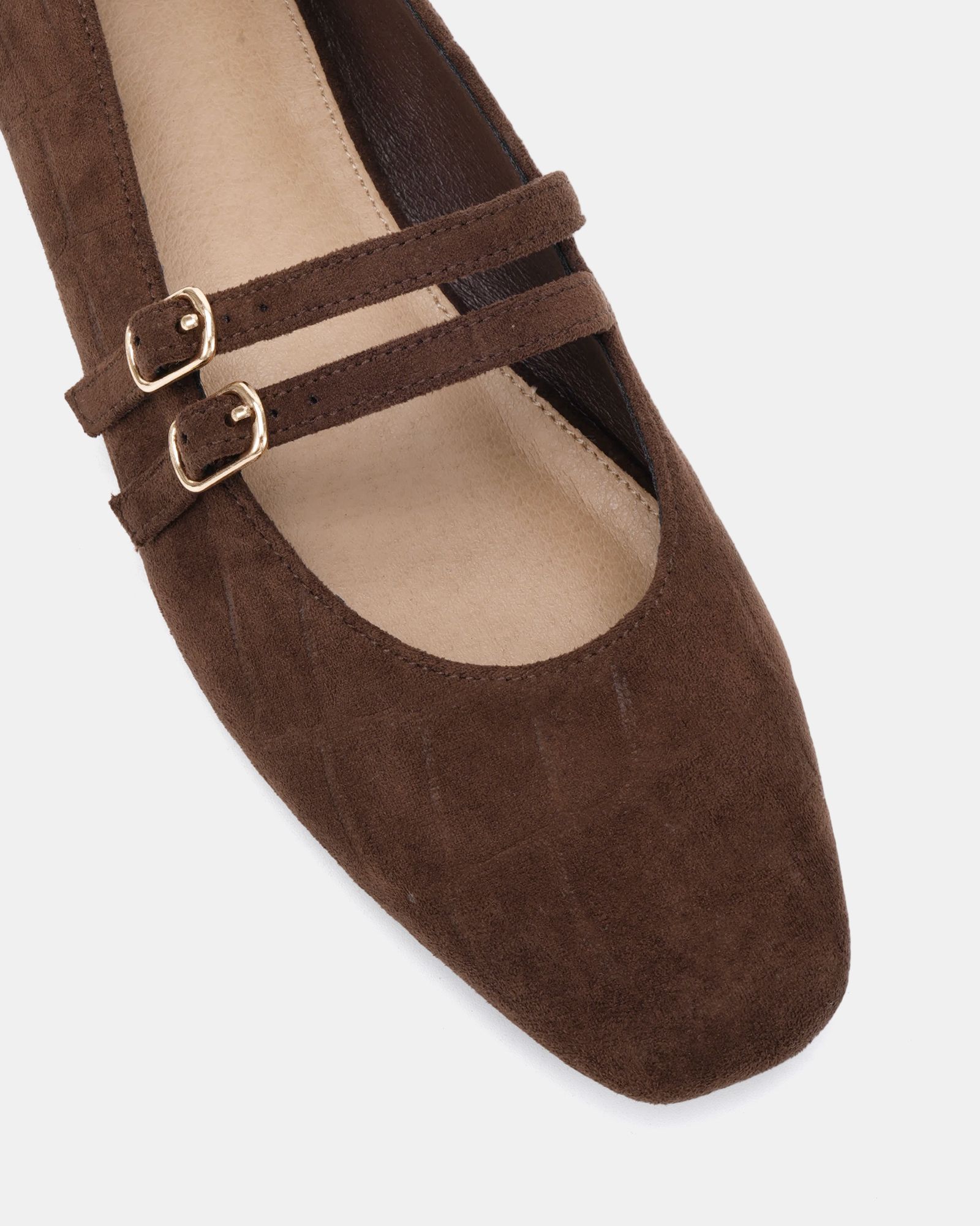 Wide Fit Fancie Brown Mary Jane Flat Shoe
