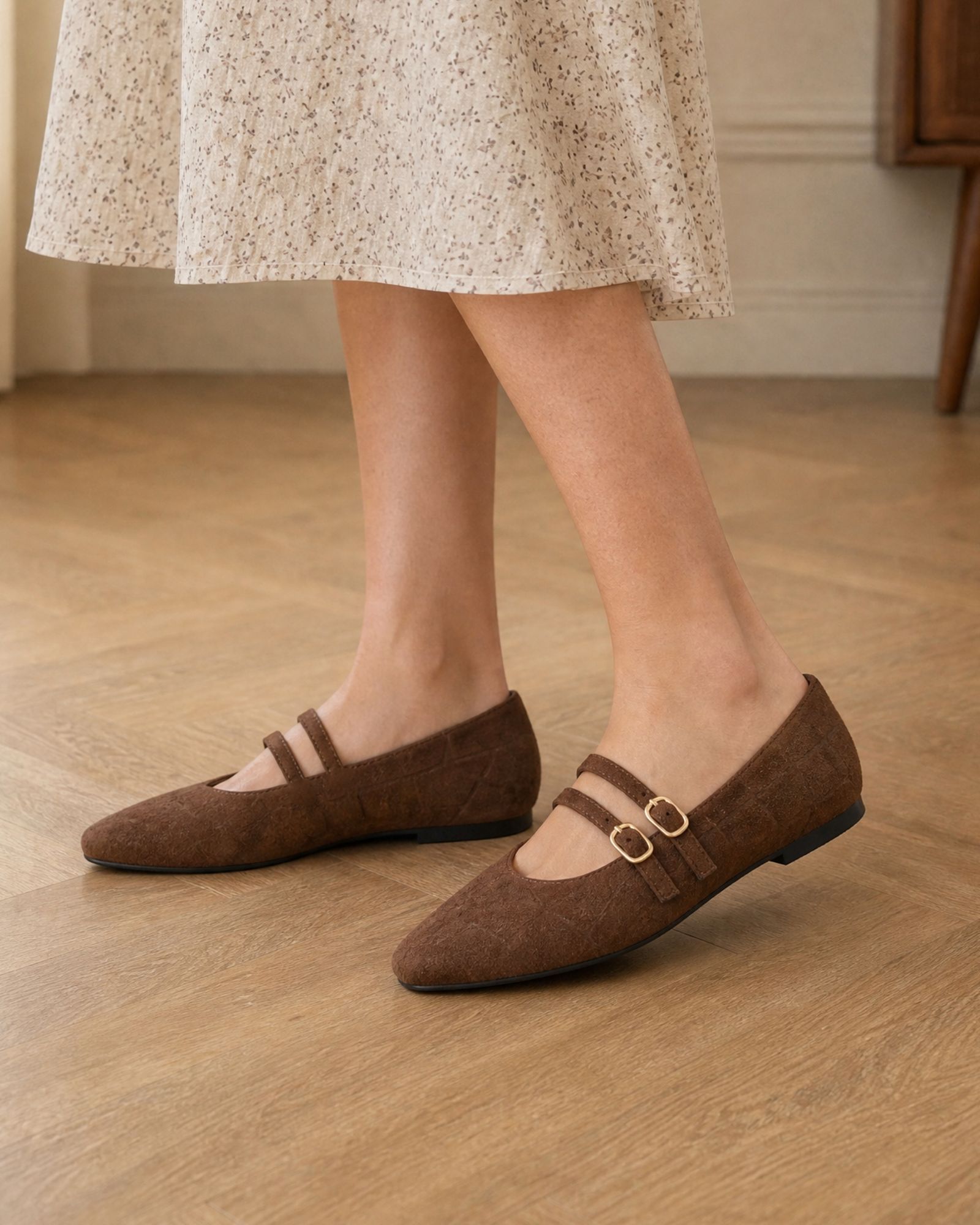 Fancie Brown Mary Jane Flat Shoe