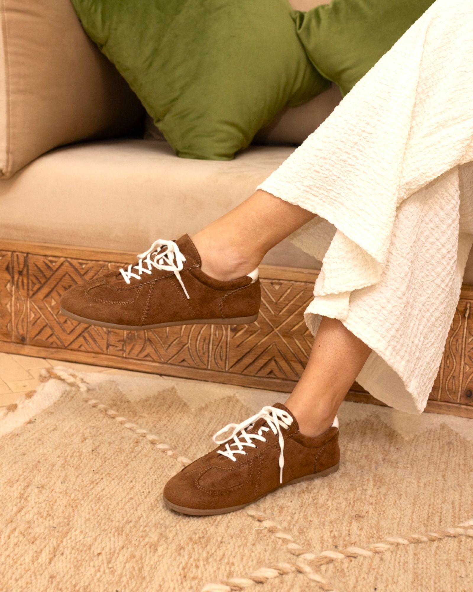 Flavia Brown Soft Lace Up Low Profile Trainer