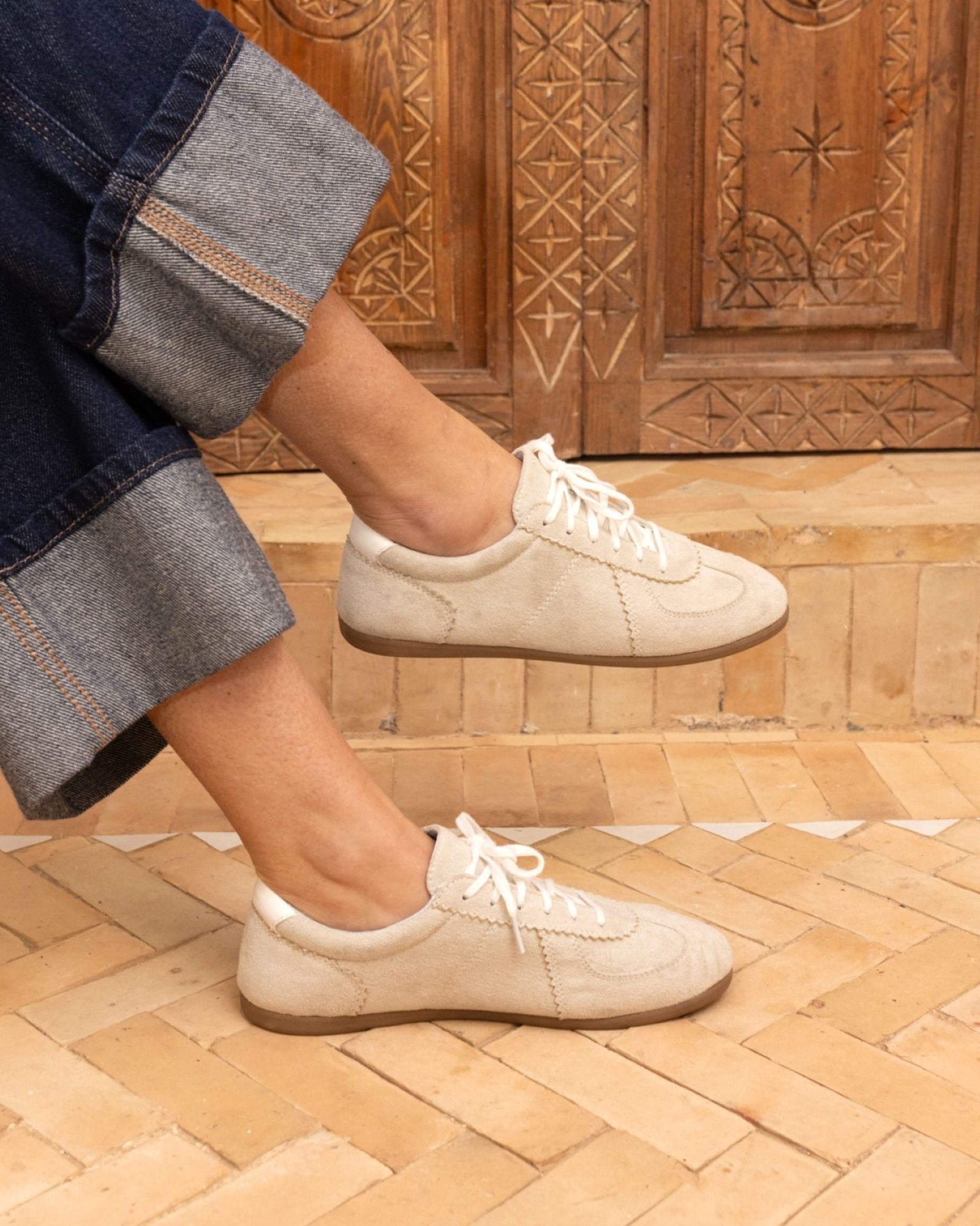 Flavia Grey Soft Lace Up Low Profile Trainer