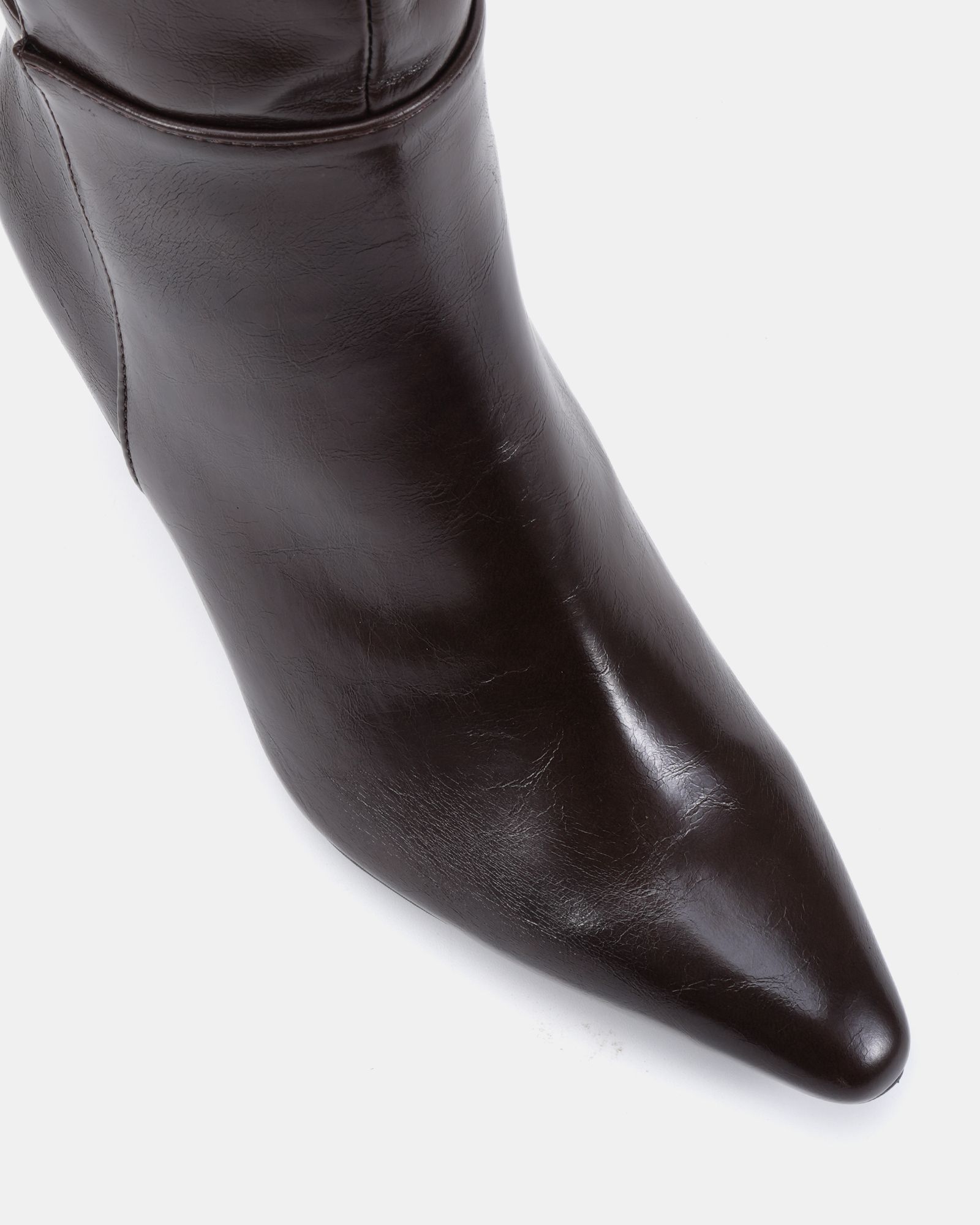 Gala Brown Point Toe Block Heel Knee Boot