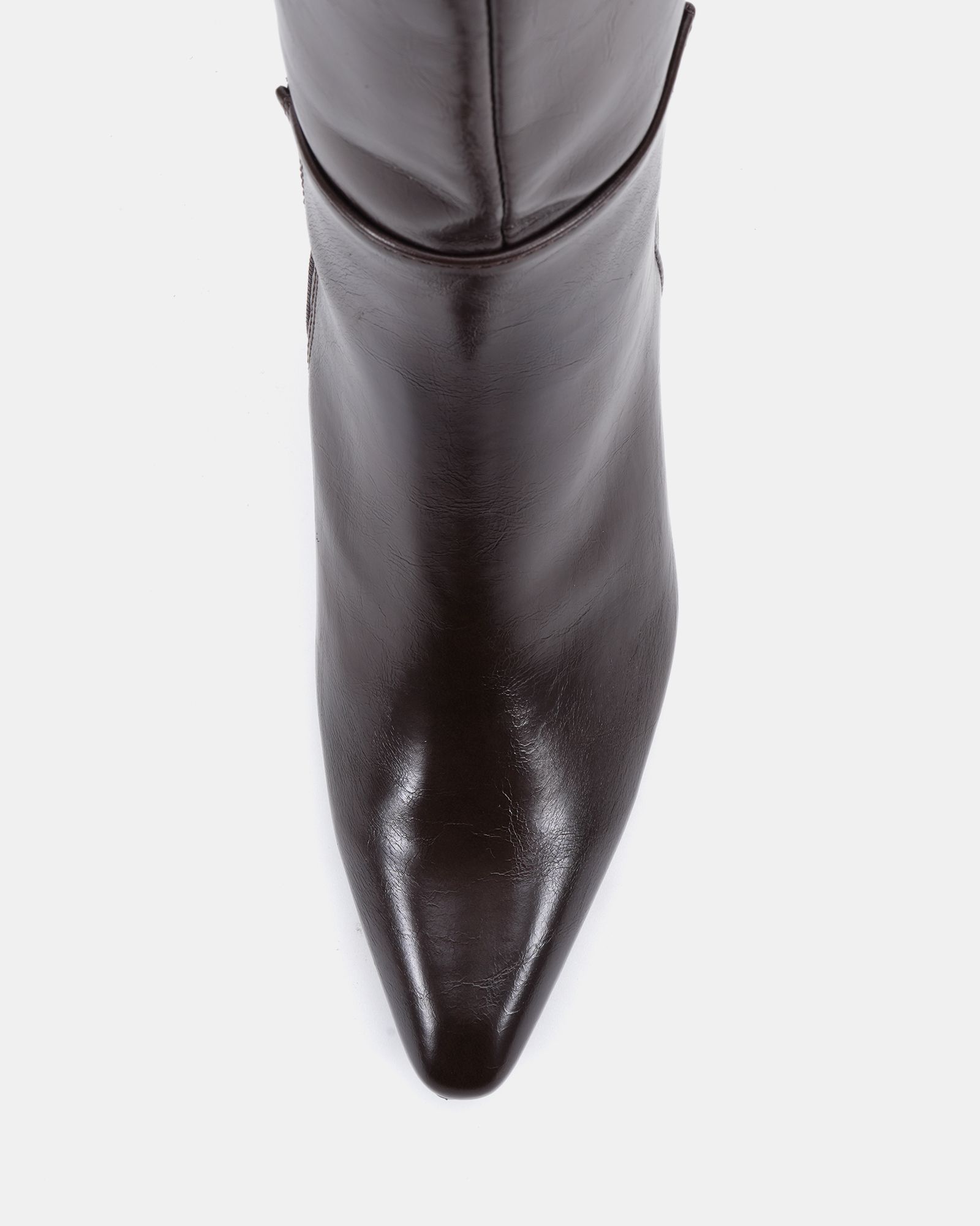 Gala Brown Point Toe Block Heel Knee Boot