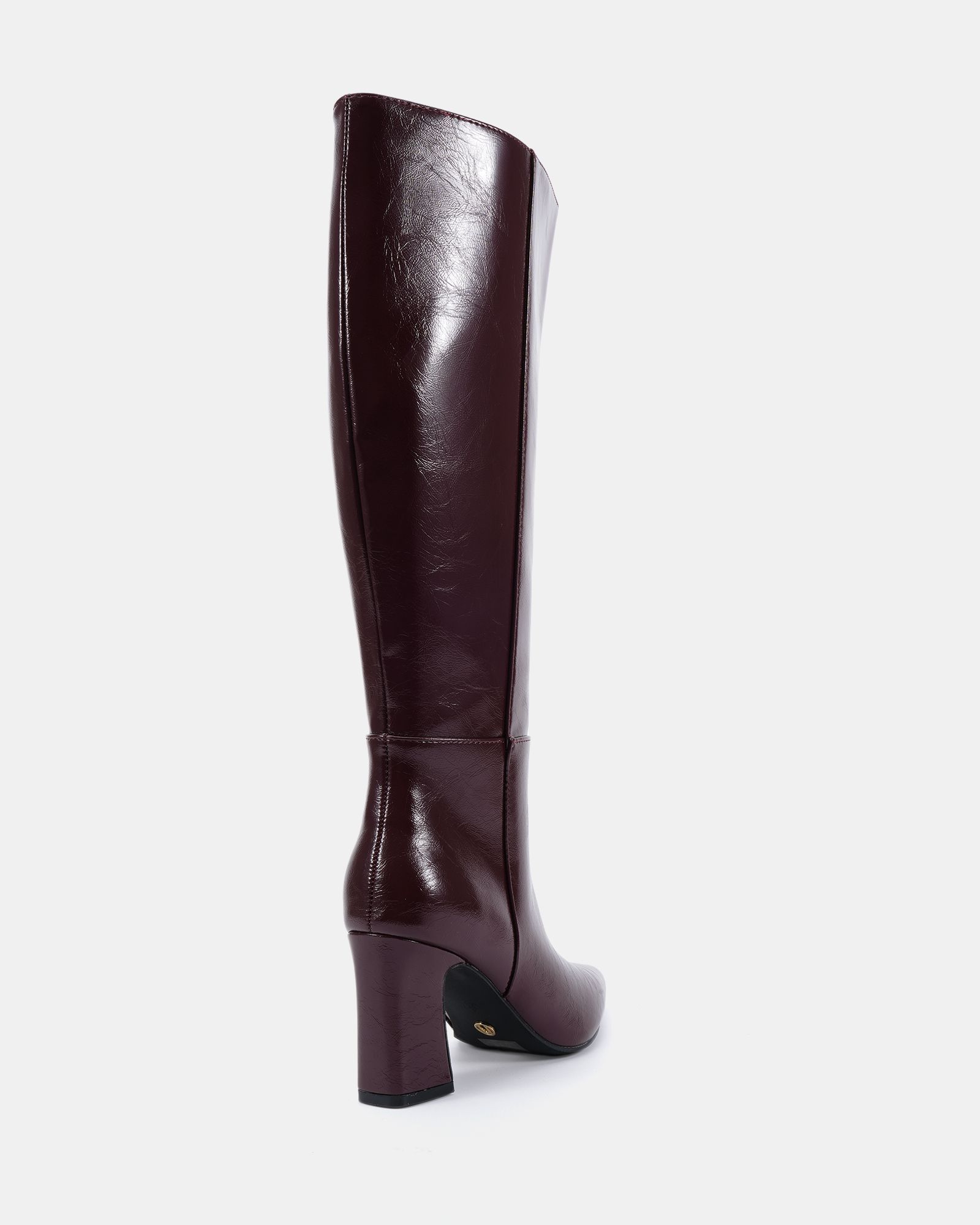 Gala Burgundy Point Toe Block Heel Knee Boot