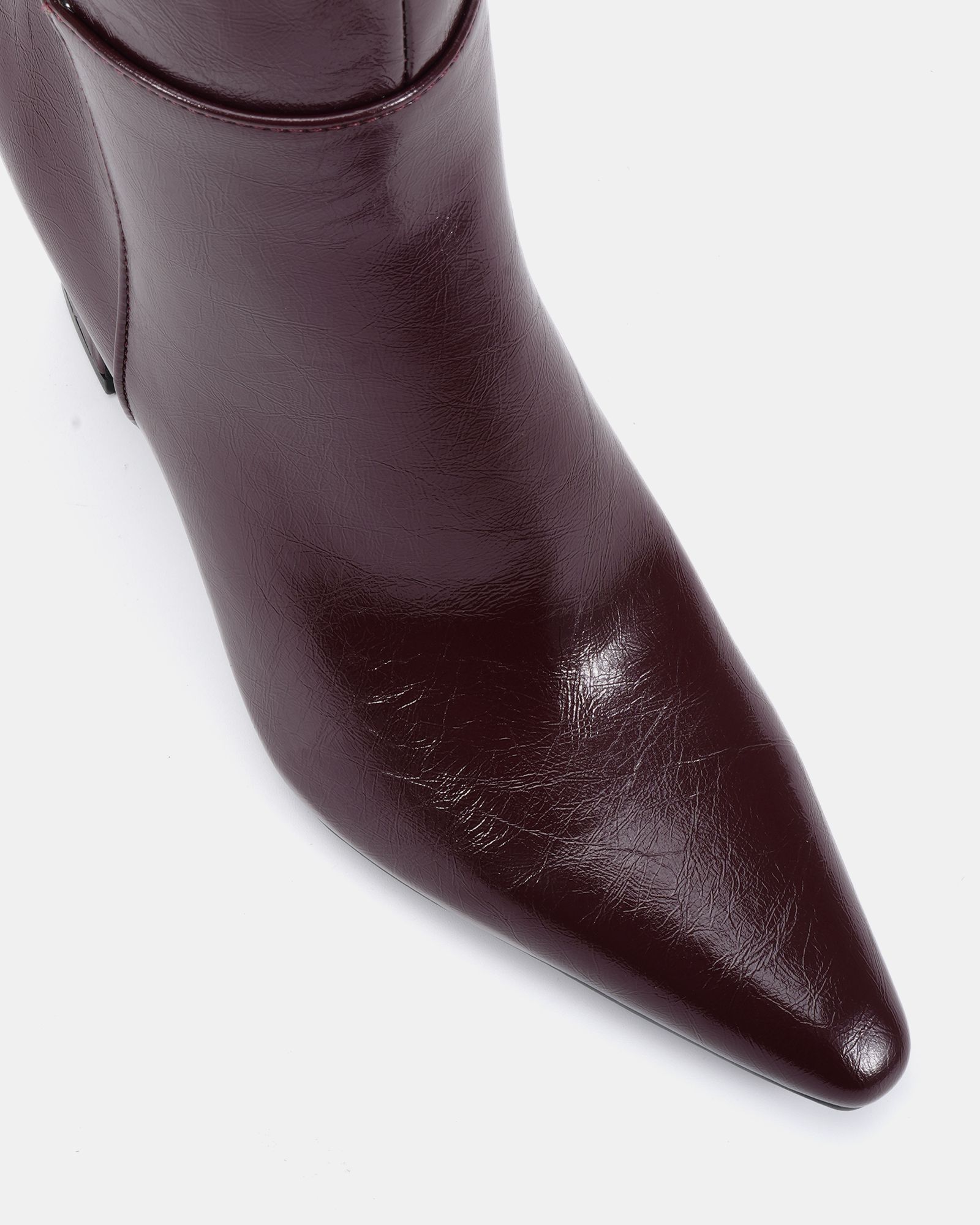 Gala Burgundy Point Toe Block Heel Knee Boot