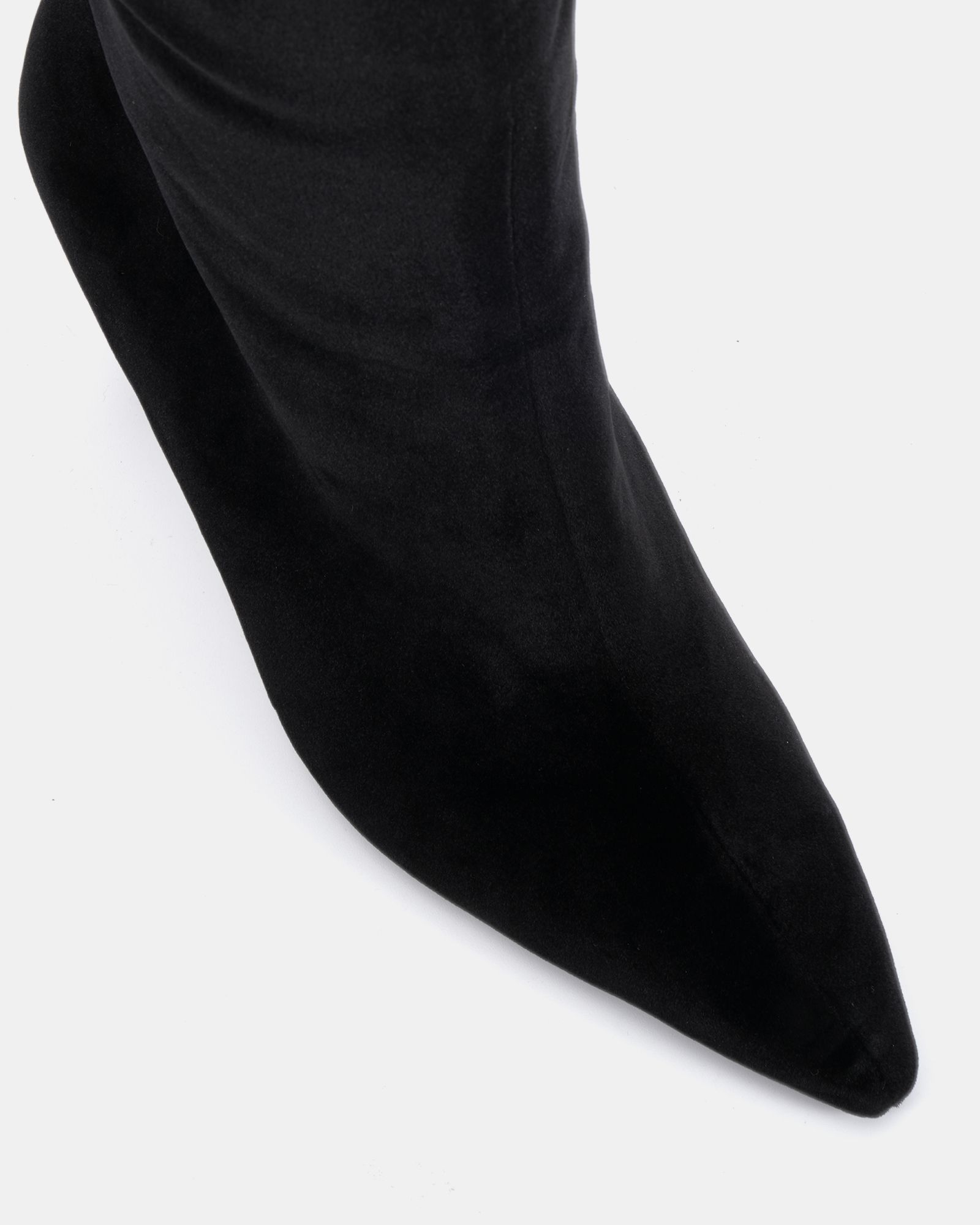 Galaxy Black Velvet Point Toe Stiletto Stretch Knee Boot