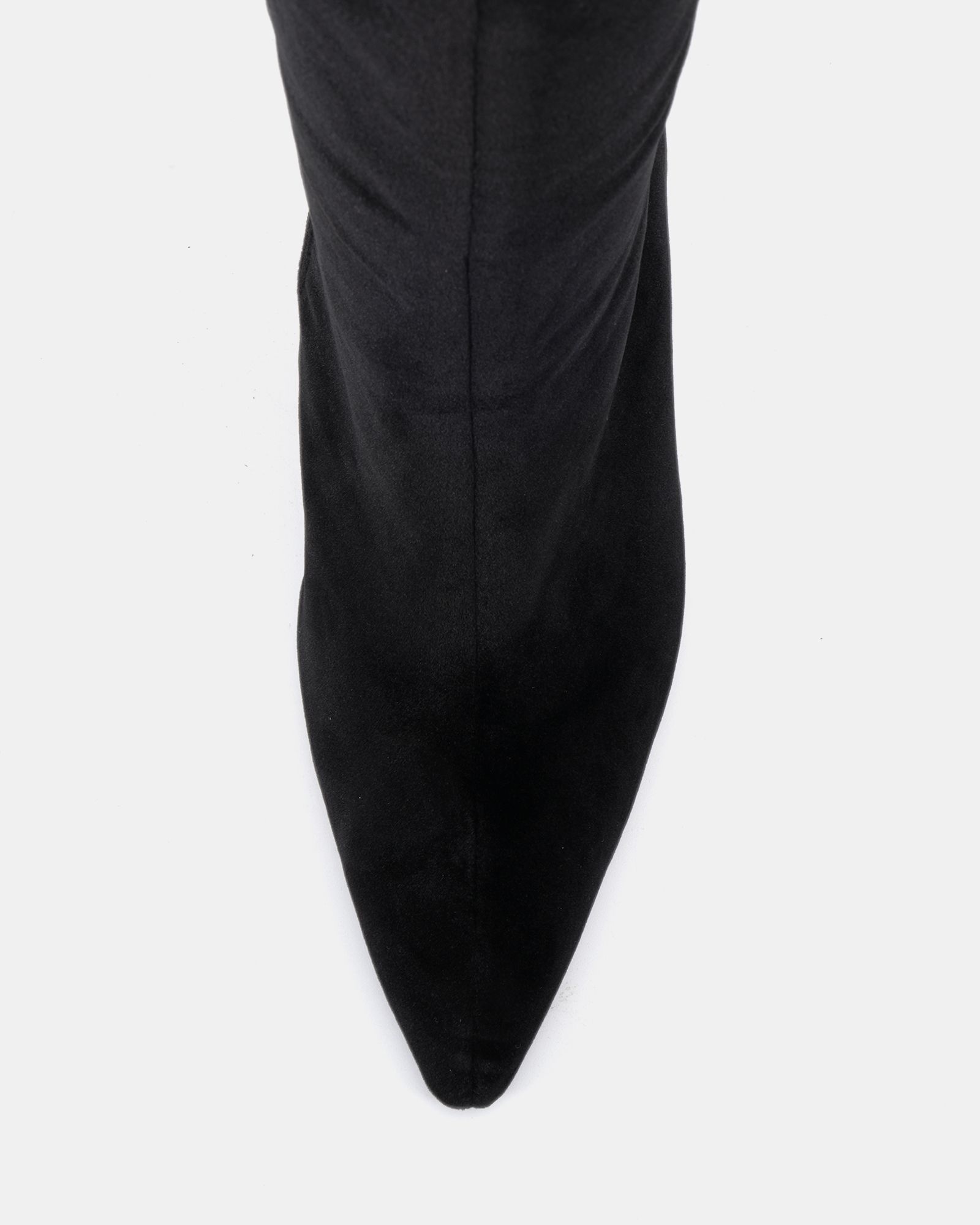 Galaxy Black Velvet Point Toe Stiletto Stretch Knee Boot