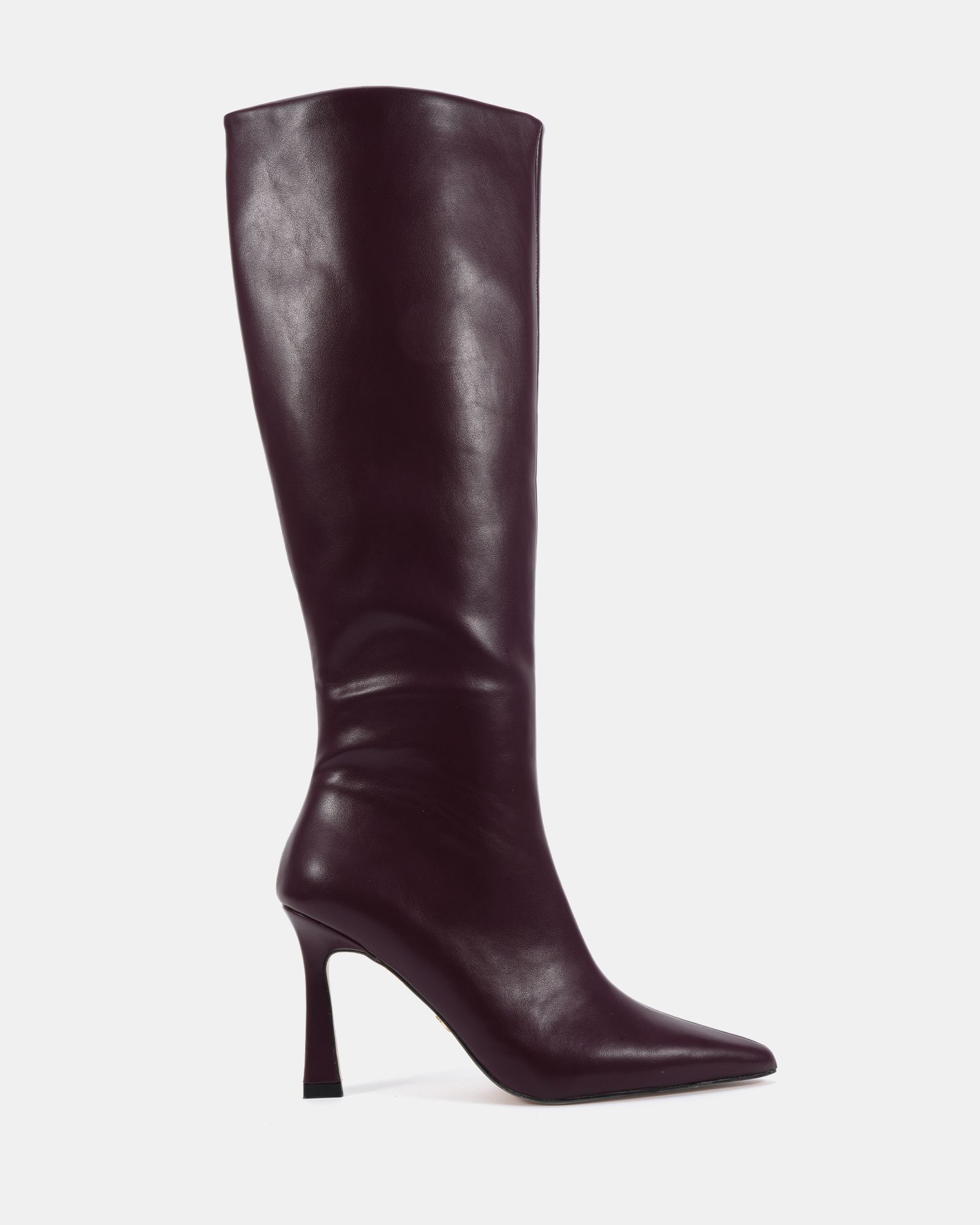 Galaxy Burgundy Point Toe Stiletto Stretch Knee Boot