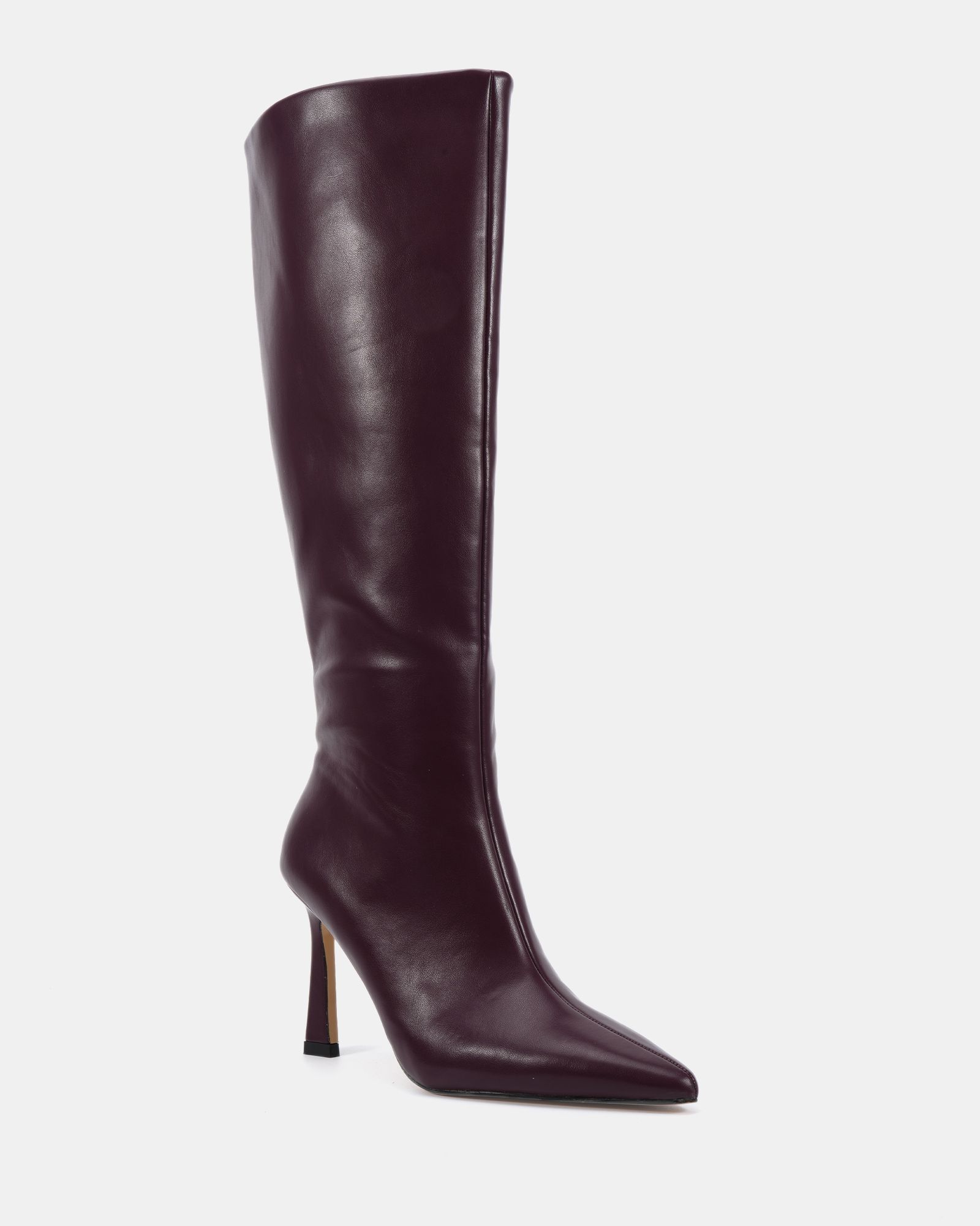 Galaxy Burgundy Point Toe Stiletto Stretch Knee Boot
