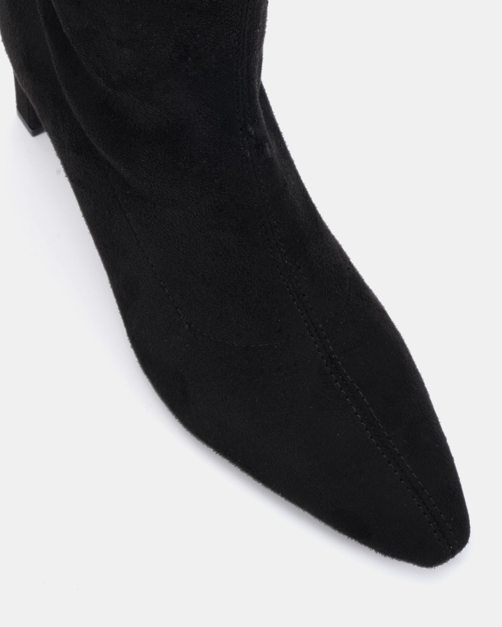 WIDE FIT GAZE Black Slim Block Heel Chisel Toe Stretch Knee B