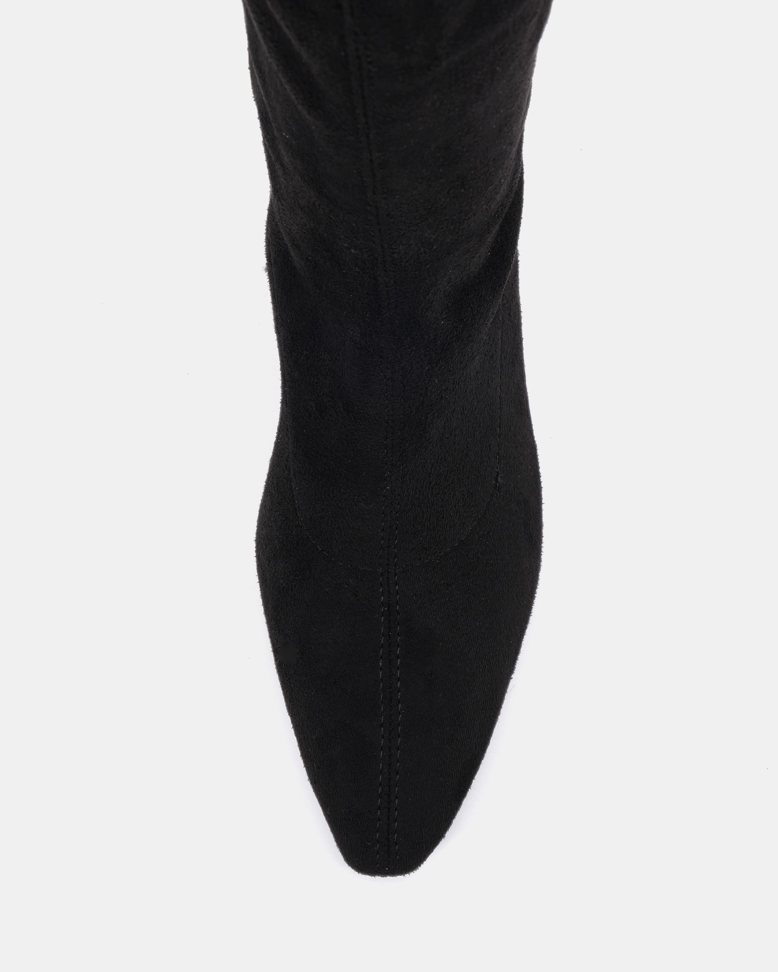 GAZE Black Slim Block Heel Chisel Toe Stretch Knee Boot