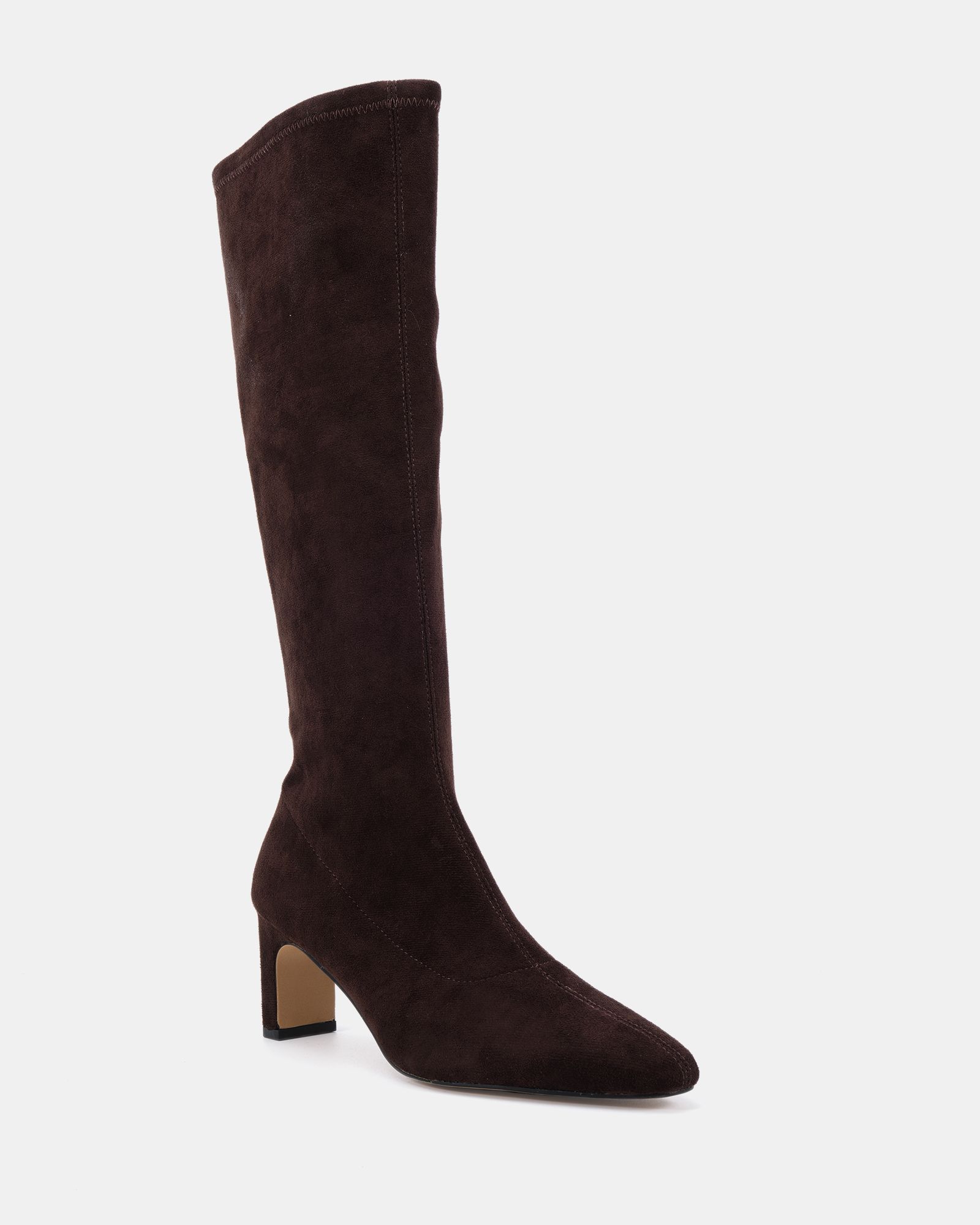 GAZE Choc Slim Block Heel Chisel Toe Stretch Knee Boot