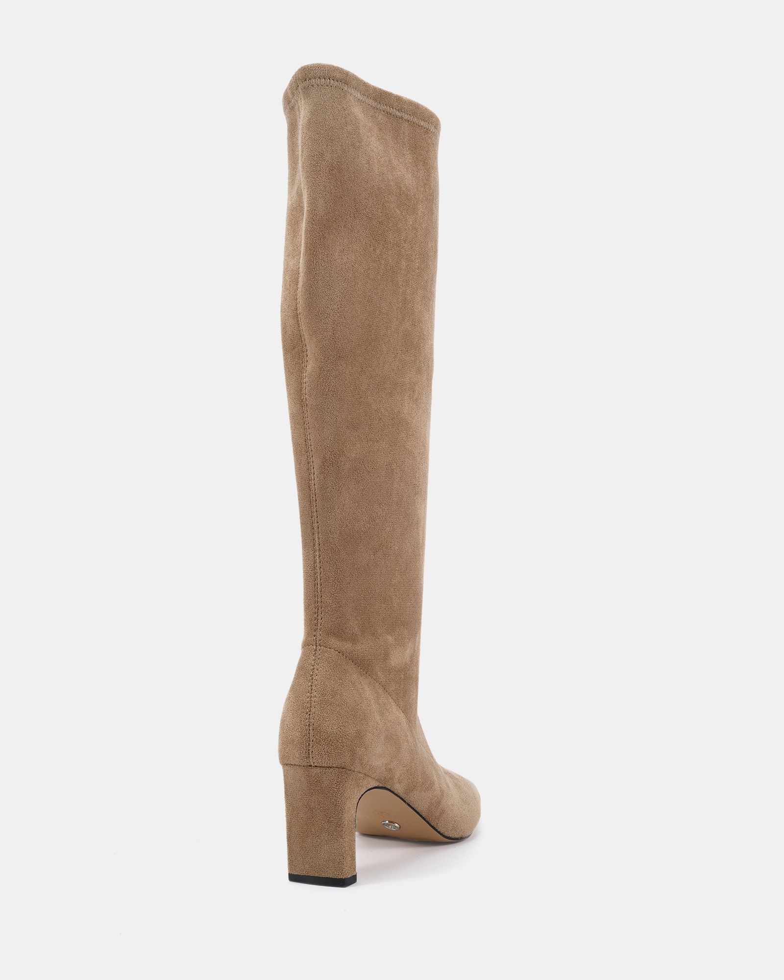 GAZE Taupe Slim Block Heel Chisel Toe Stretch Knee Boot