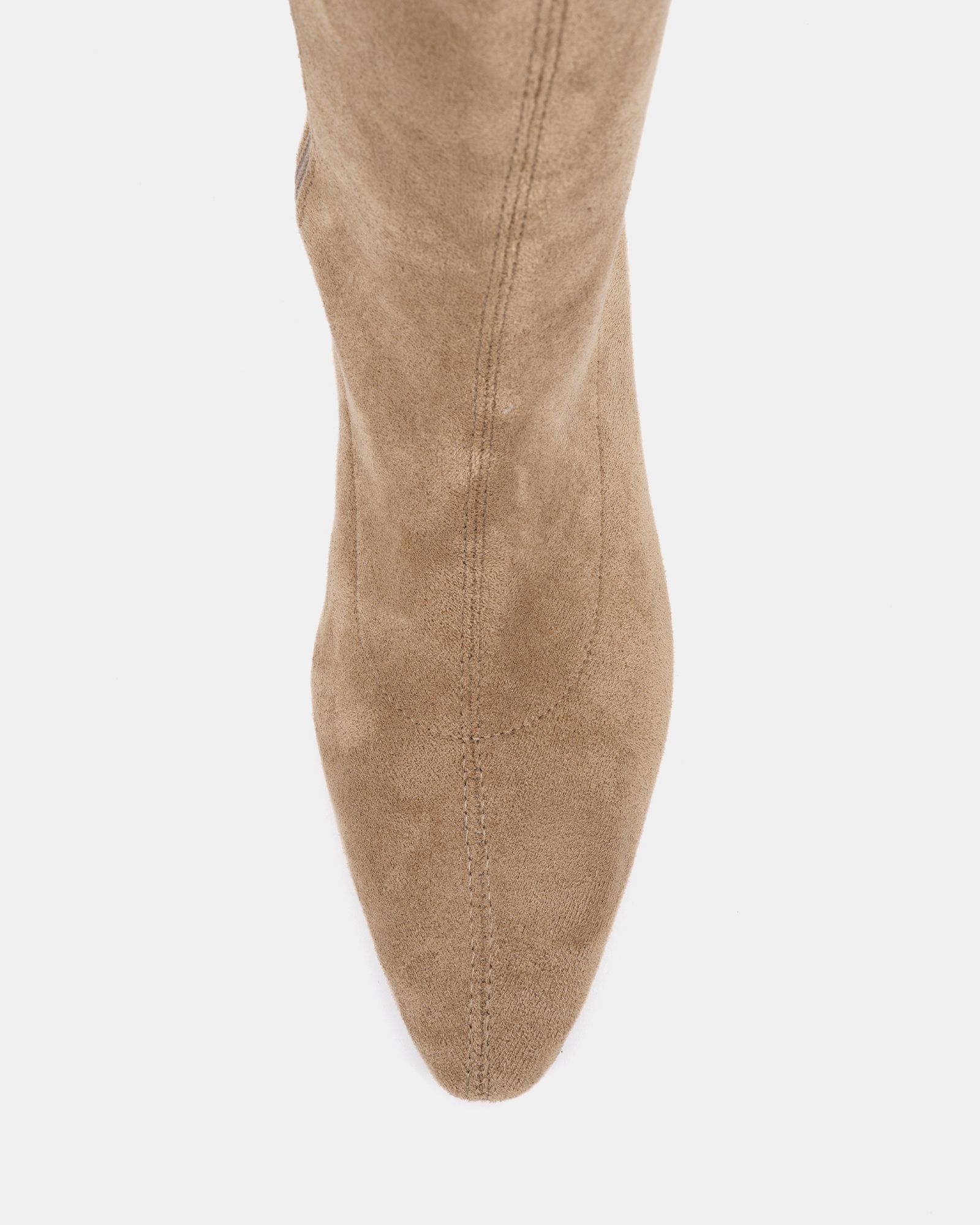 GAZE Taupe Slim Block Heel Chisel Toe Stretch Knee Boot