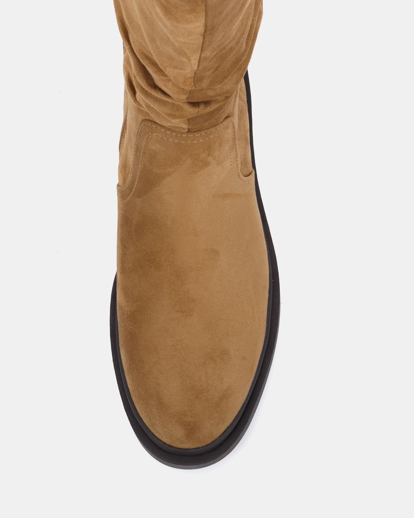 Gentle Taupe Flat Ruched Calf Boot