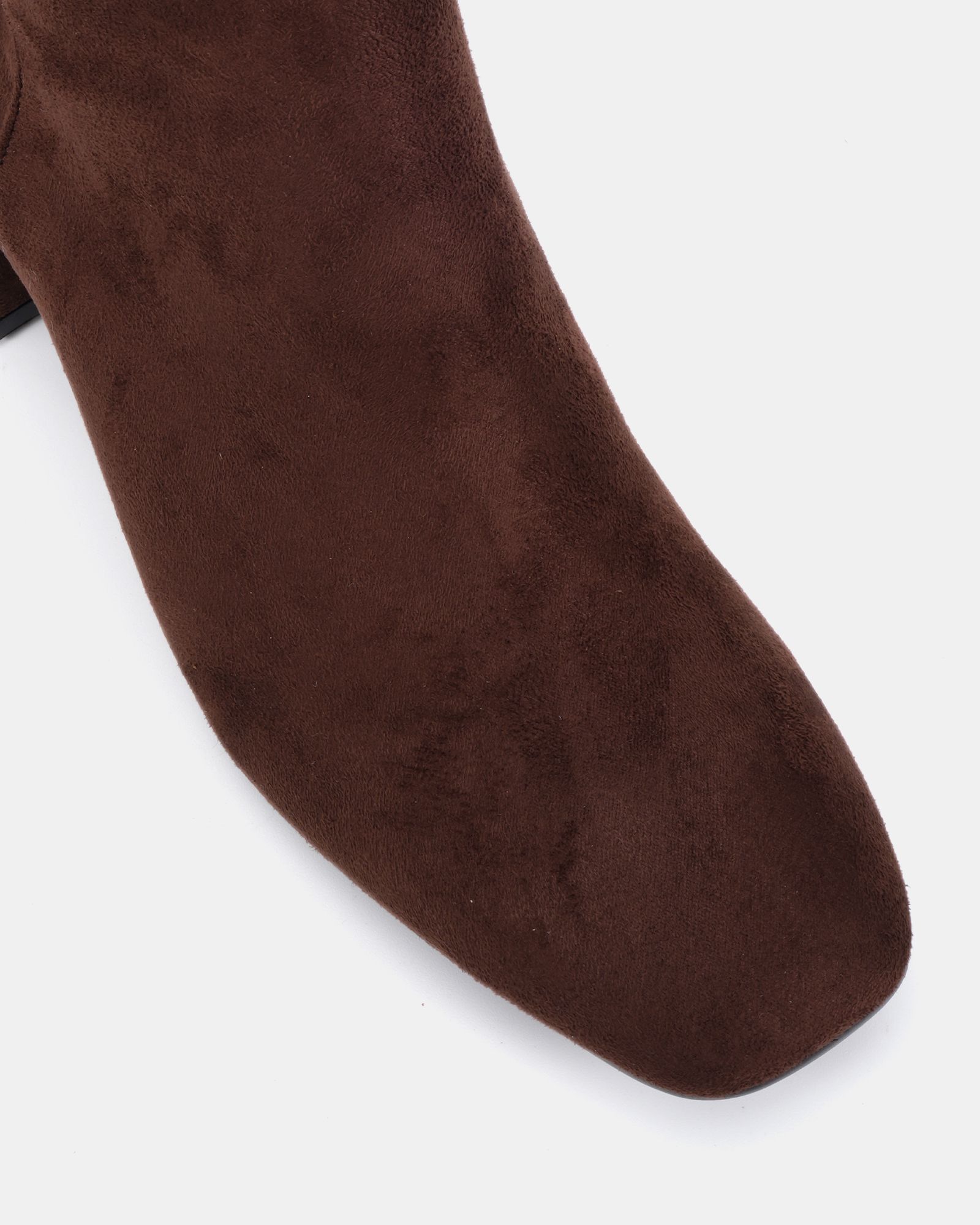 GERI Brown Block Heel Square Toe Ruched Knee Boot