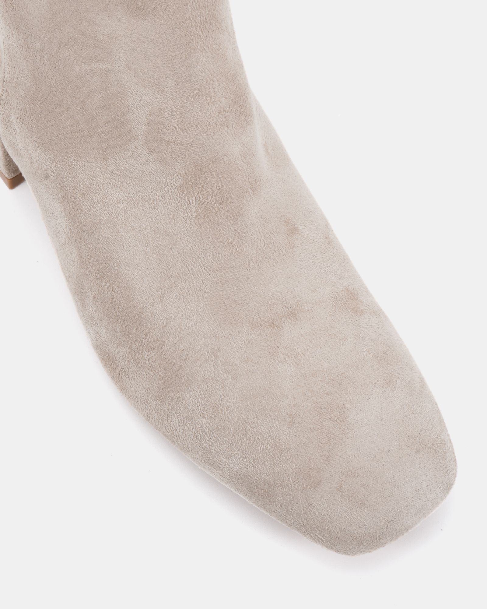 WIDE FIT GERI Taupe Block Heel Square Toe Ruched Knee Boot