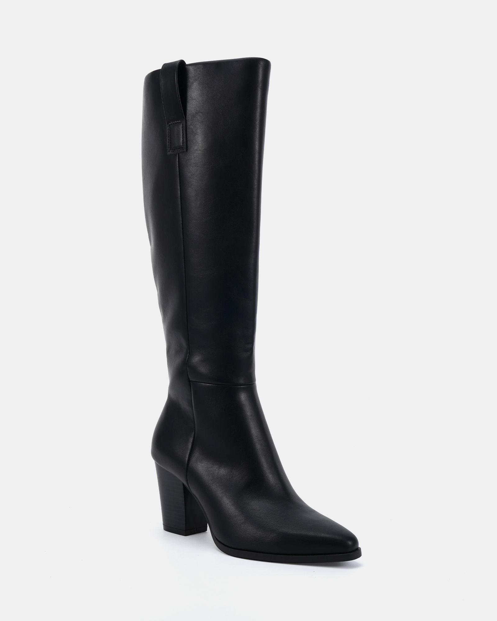 Gili Black Block Heel Western Knee Boot