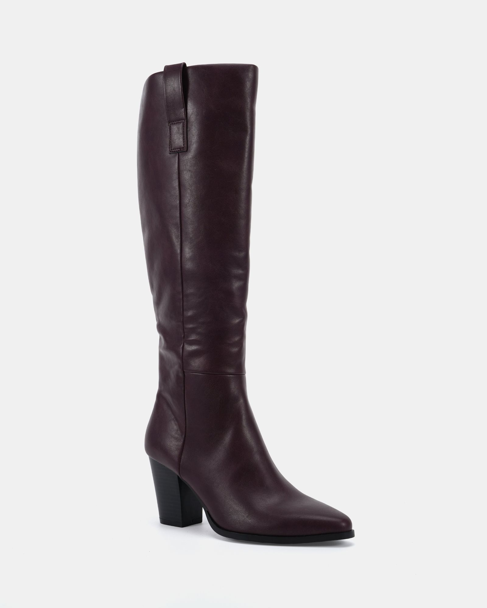 Gili Burgundy Block Heel Western Knee Boot
