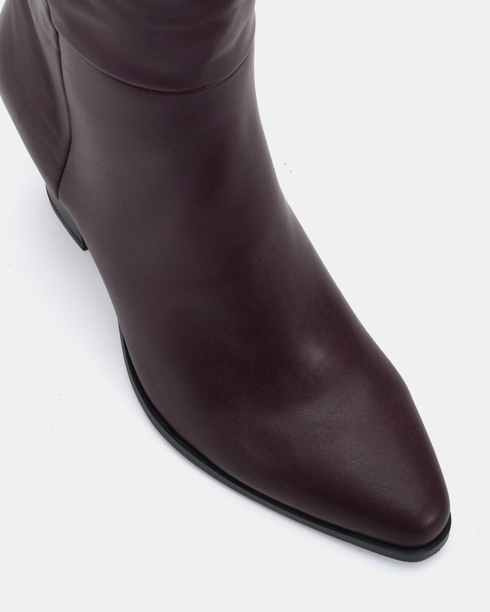 Wide Fit Gili Burgundy Block Heel Western Knee Boot