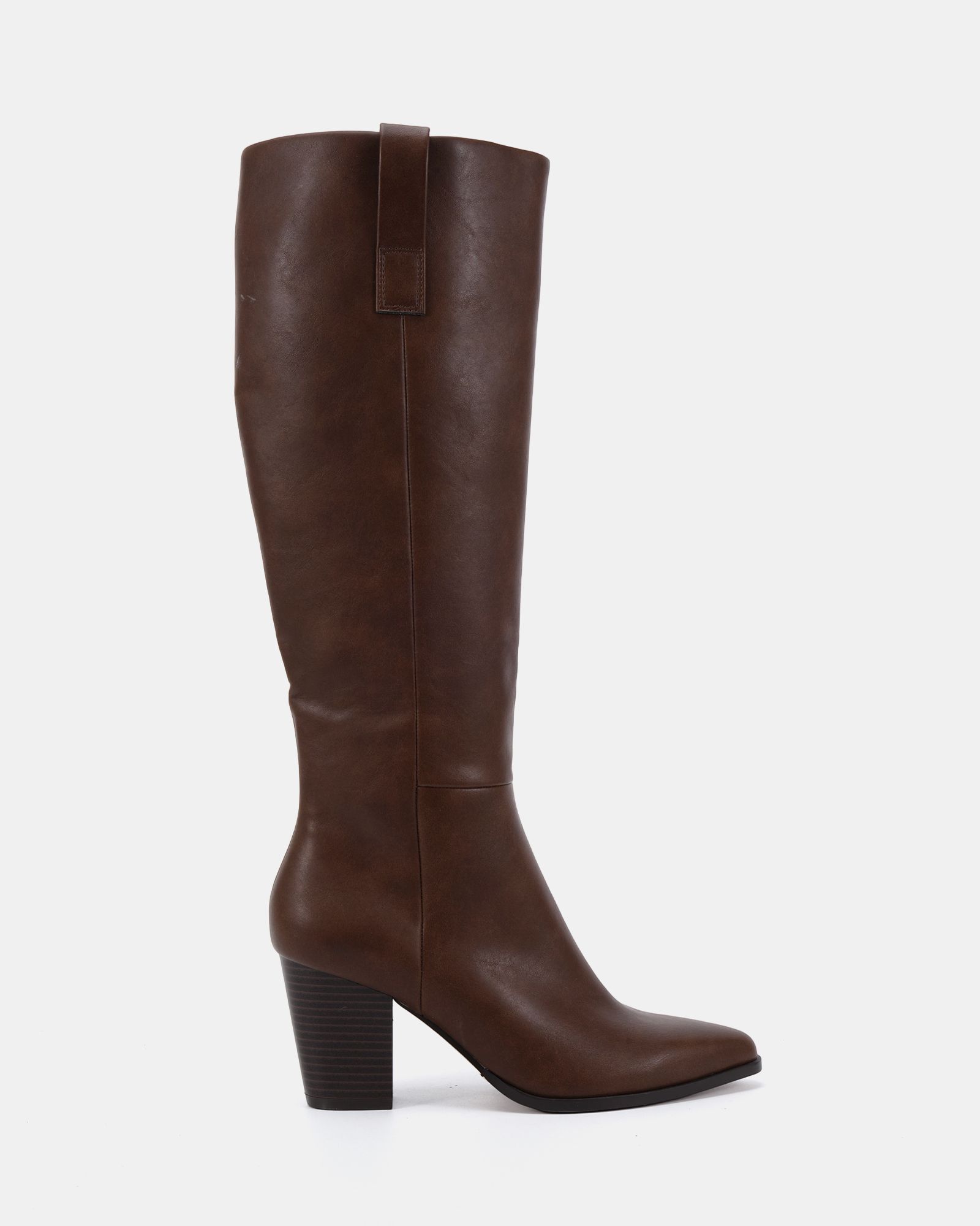 Gili Tan Block Heel Western Knee Boot