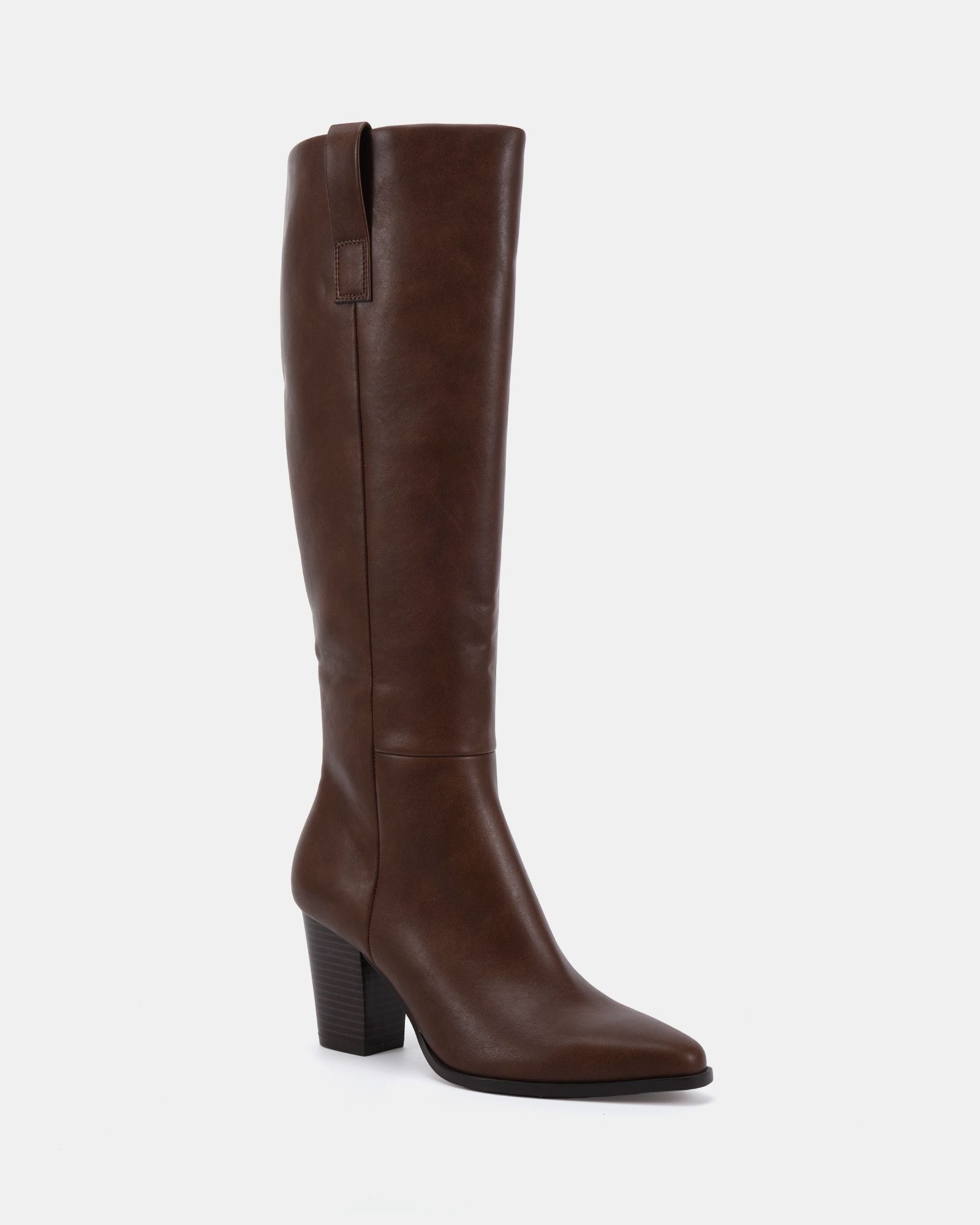 Wide Fit Gili Tan Block Heel Western Knee Boot