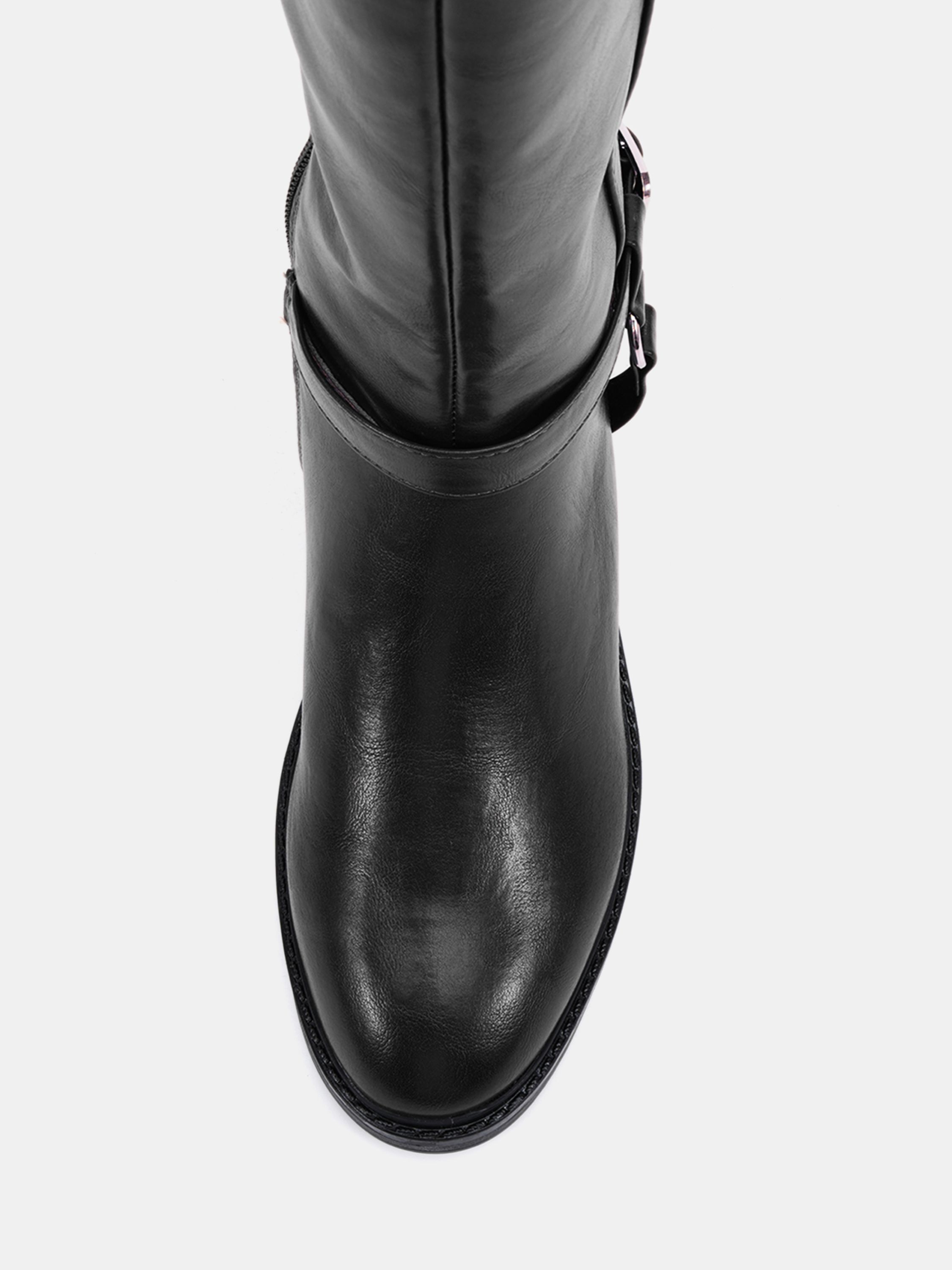 Goa Black Buckle Ring Detail Knee High Stretch Boot