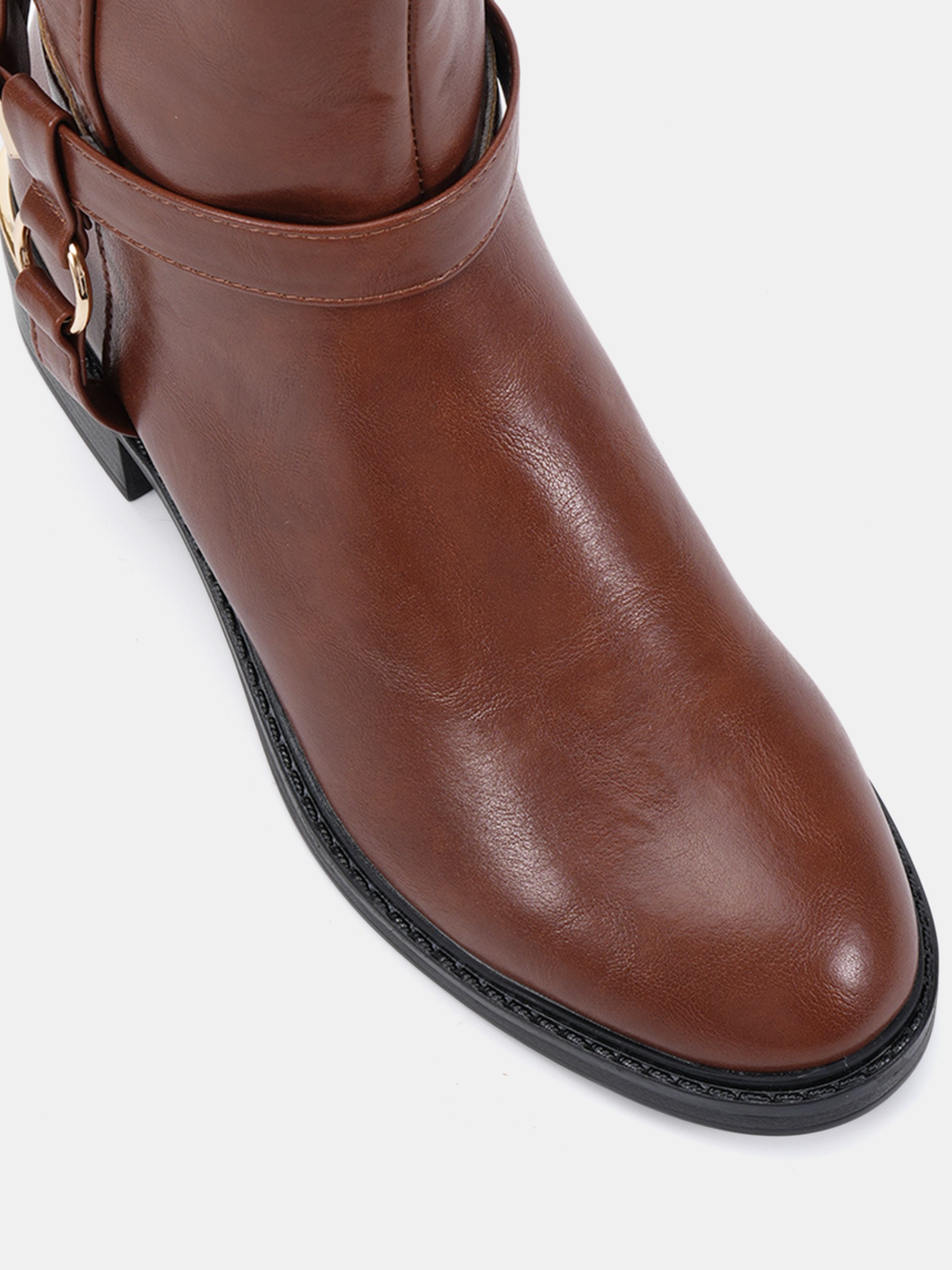 Wide Fit Goa Tan Buckle Ring Detail Knee High Stretch Boot