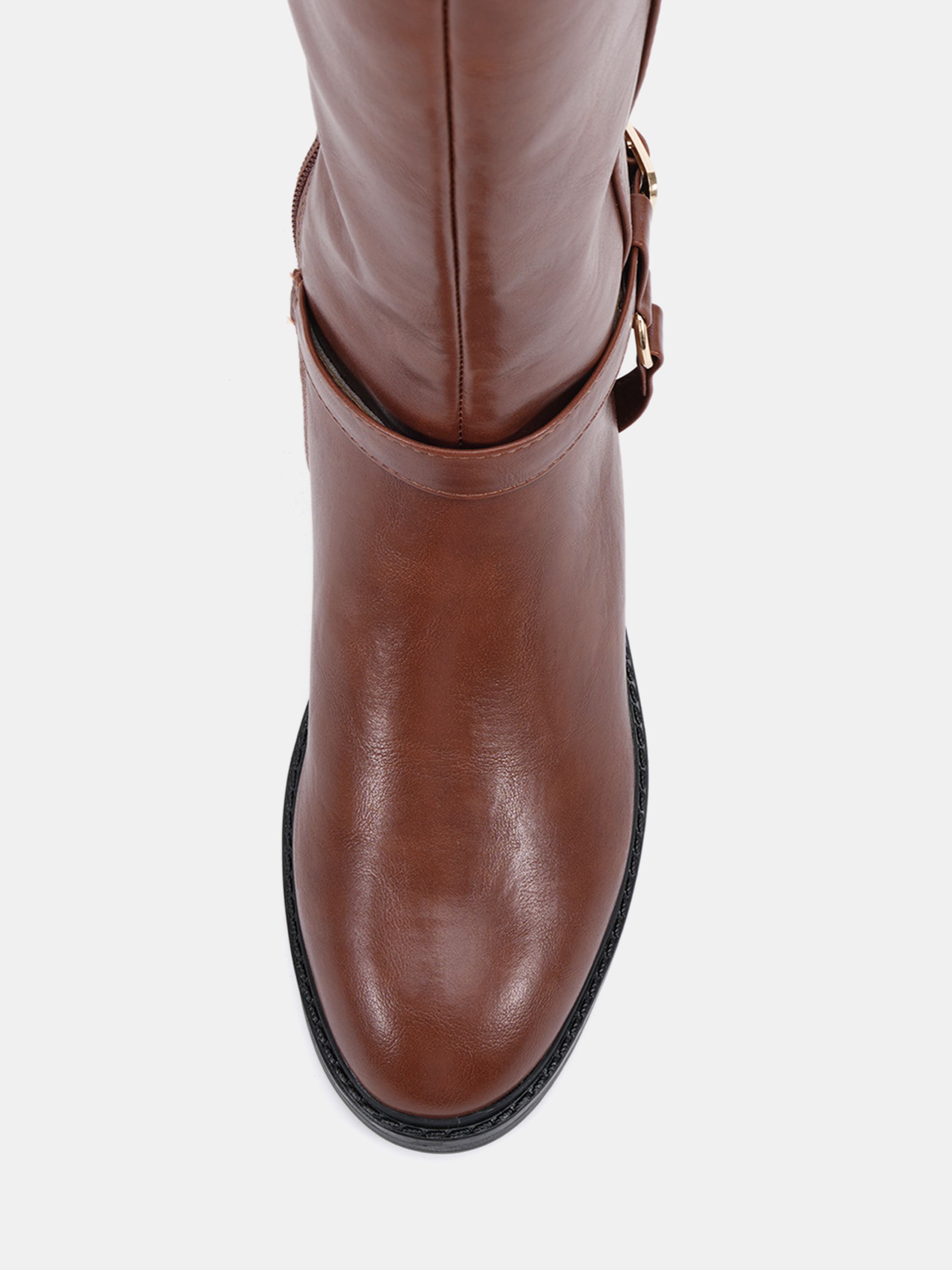 Goa Tan Buckle Ring Detail Knee High Stretch Boot