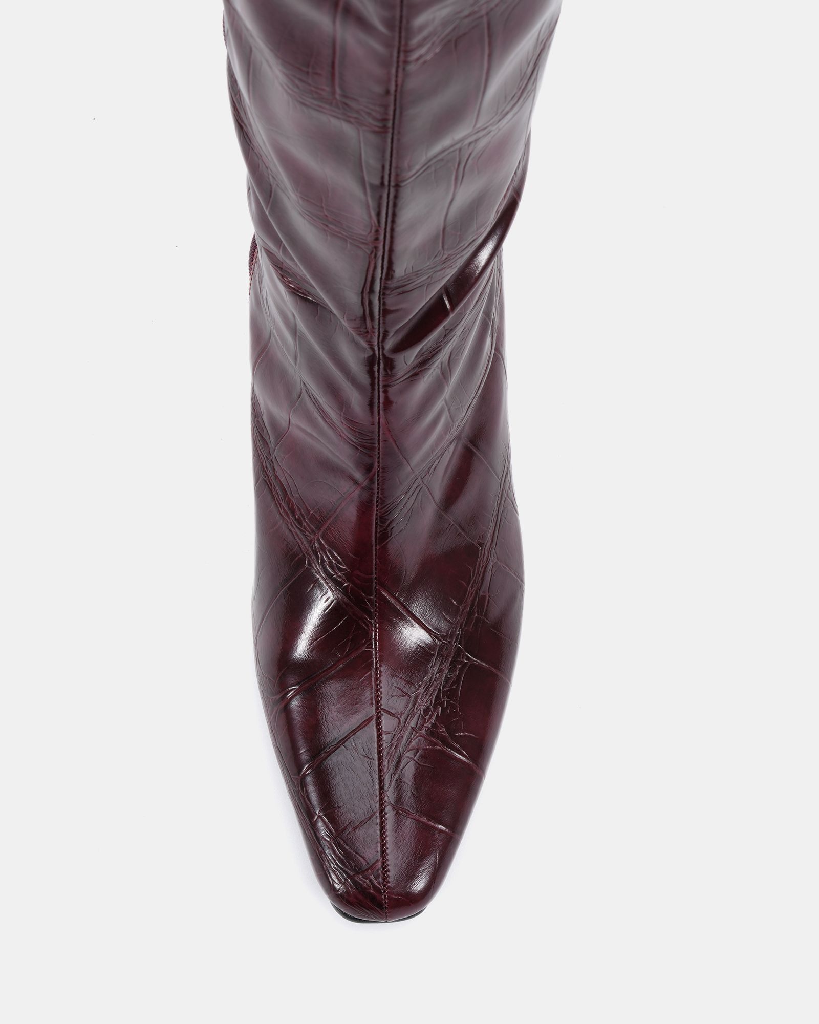 GRACELYN Burgundy Curved Mid Heel Knee Boot