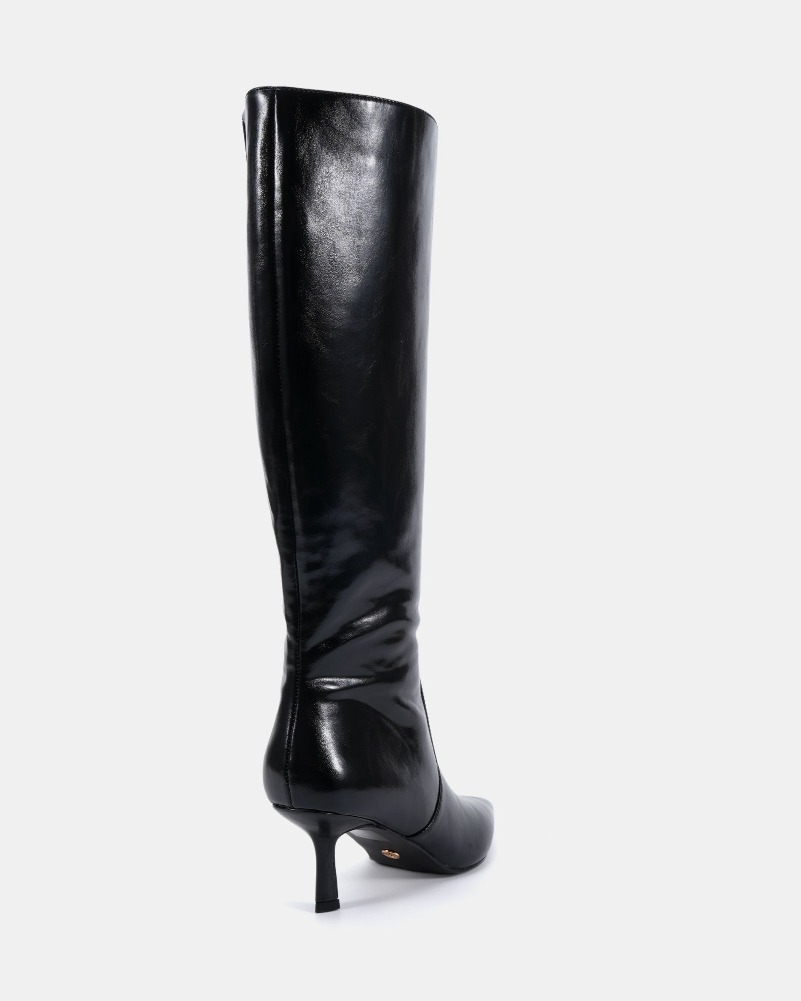 GRATEFUL Black Mid Stiletto Heel Point Knee Boot