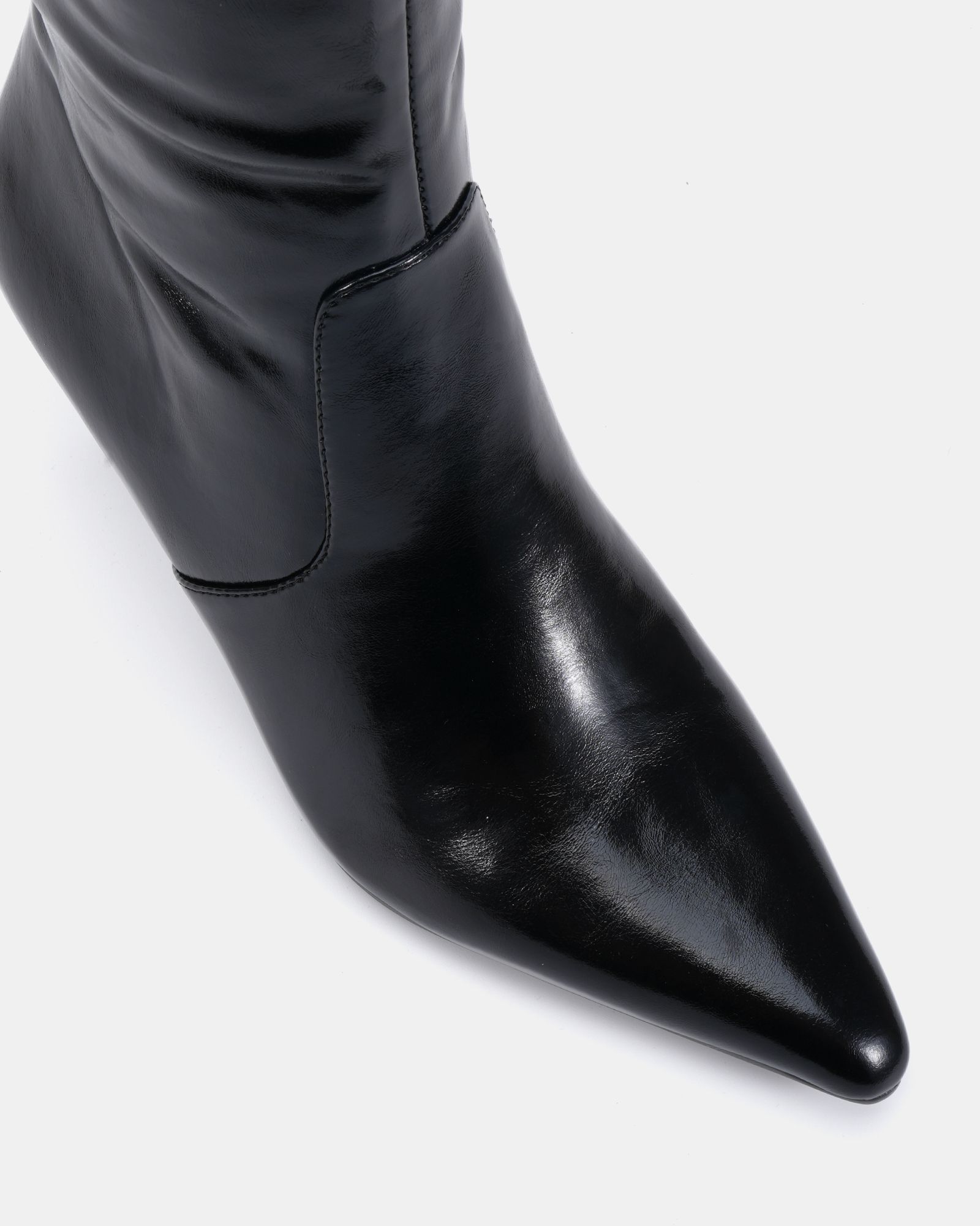 GRATEFUL Black Mid Stiletto Heel Point Knee Boot