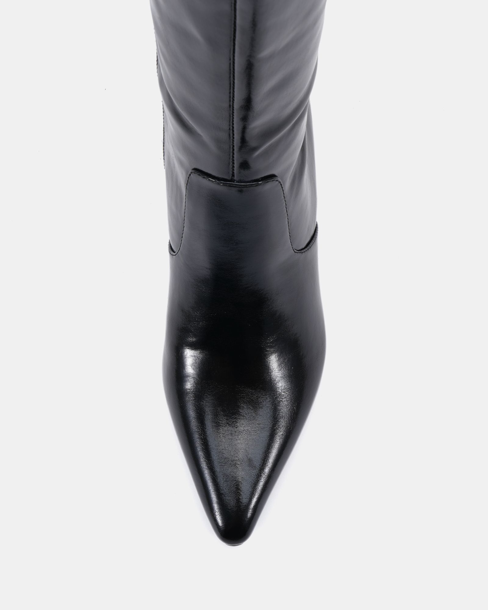 GRATEFUL Black Mid Stiletto Heel Point Knee Boot