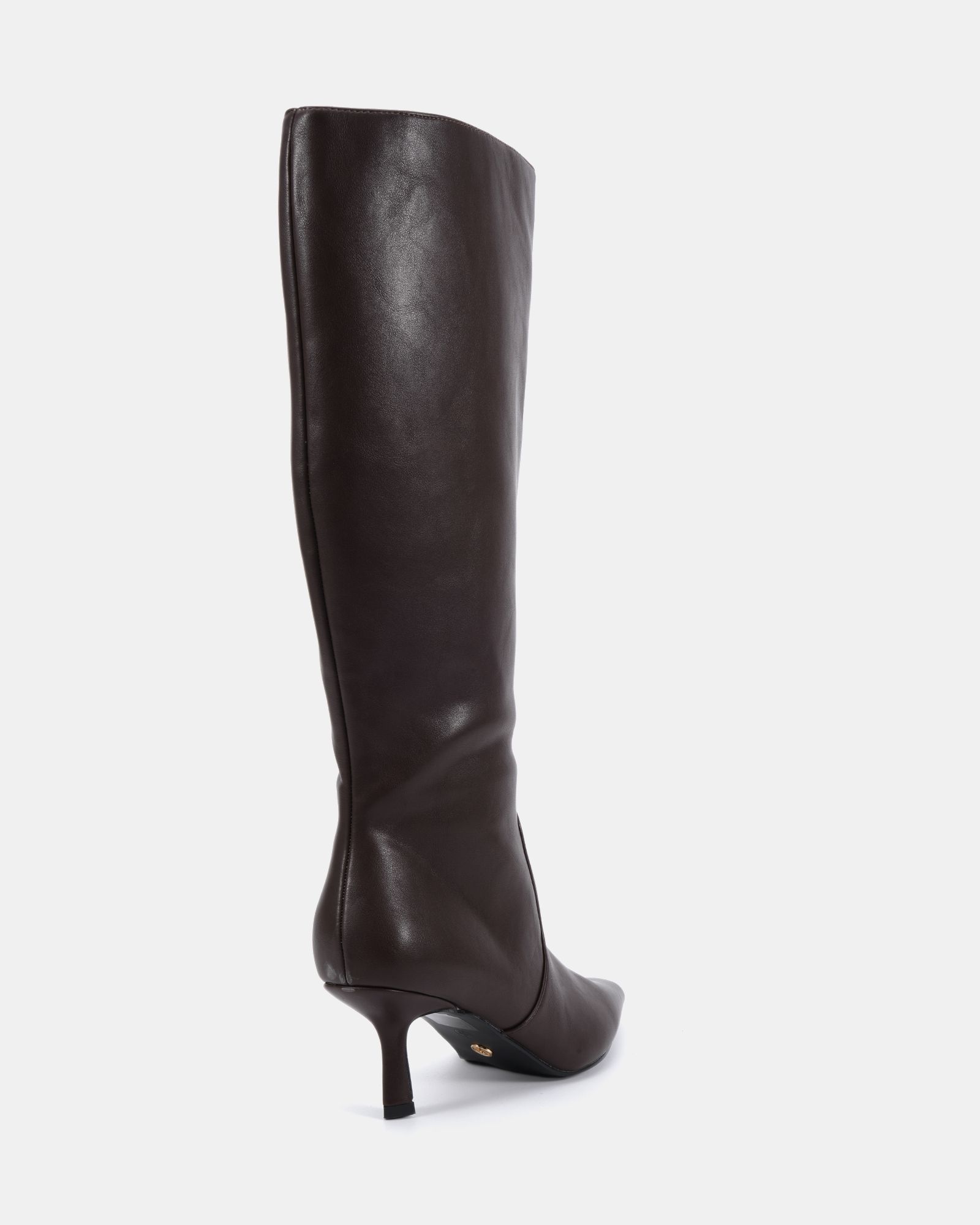 GRATEFUL Brown Mid Stiletto Heel Point Knee Boot
