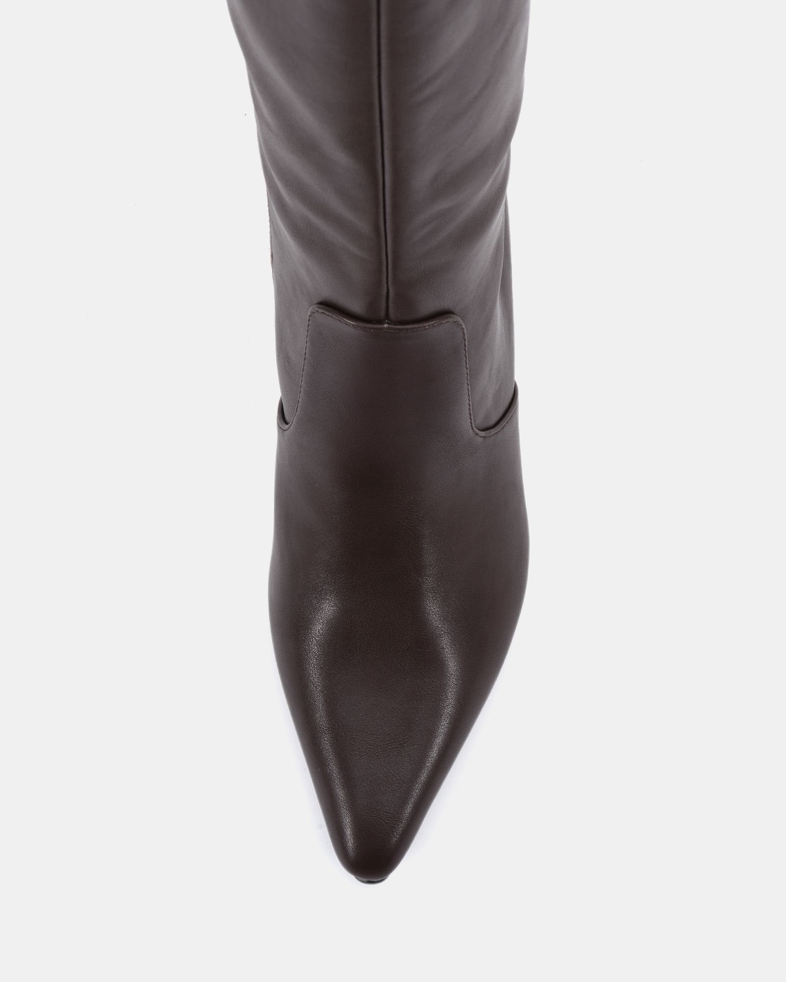 GRATEFUL Brown Mid Stiletto Heel Point Knee Boot