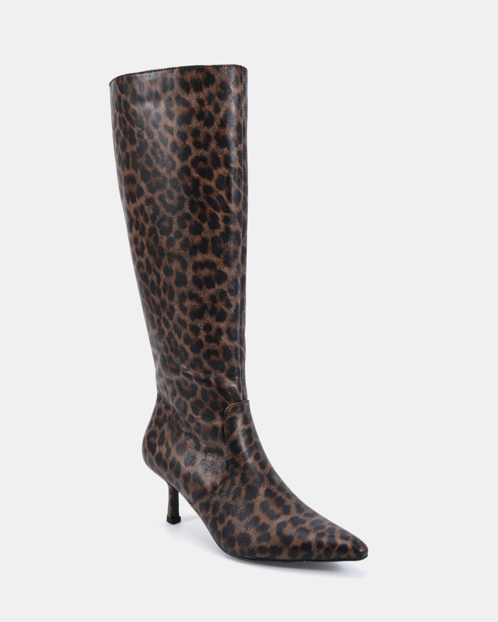 GRATEFUL Leopard Mid Stiletto Heel Point Knee Boot