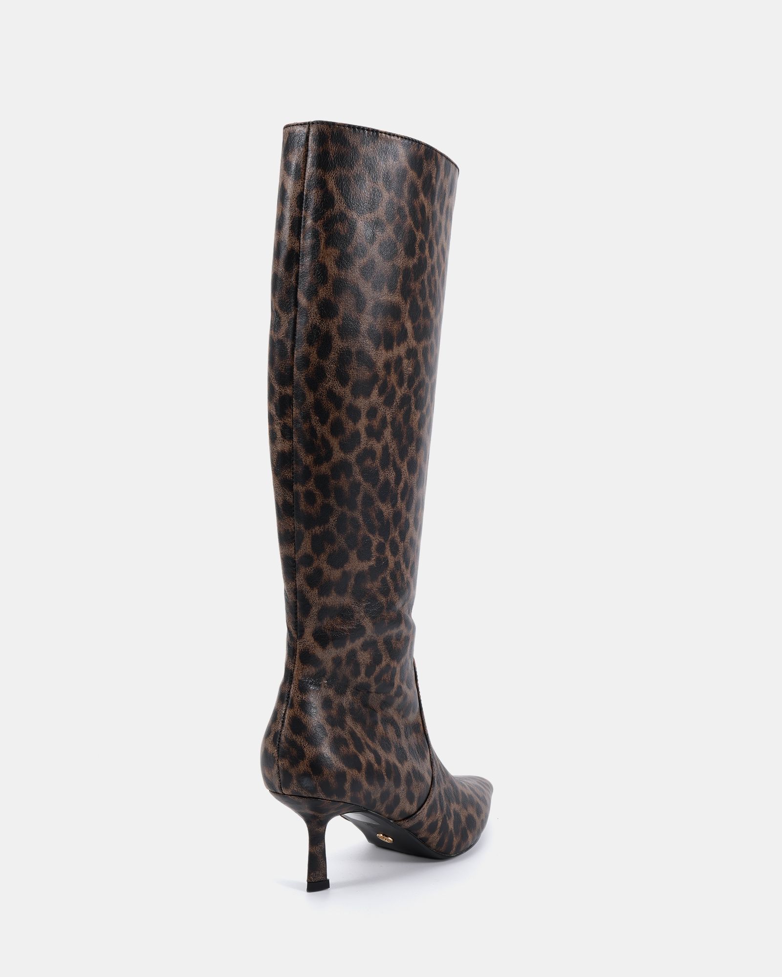 GRATEFUL Leopard Mid Stiletto Heel Point Knee Boot