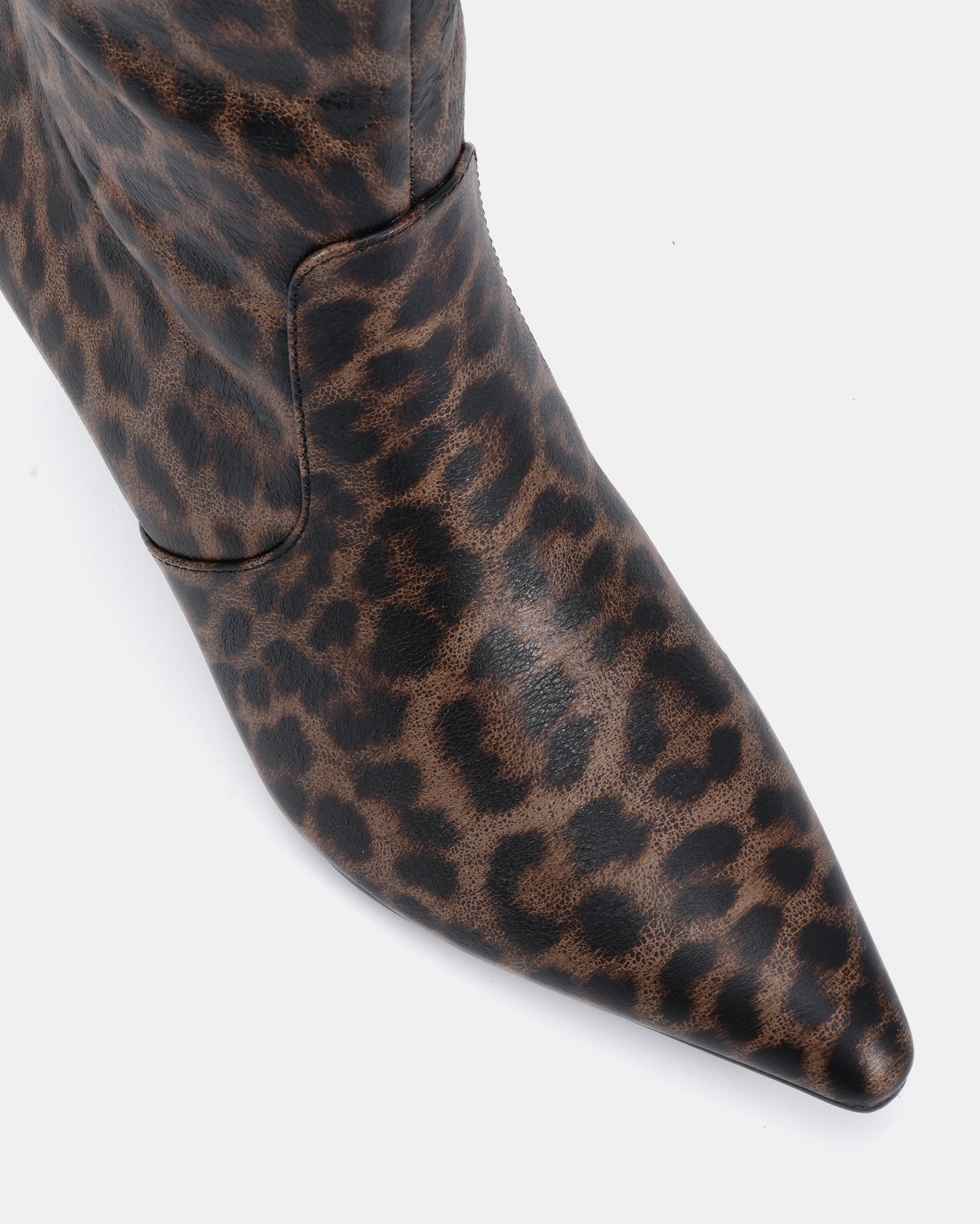 GRATEFUL Leopard Mid Stiletto Heel Point Knee Boot